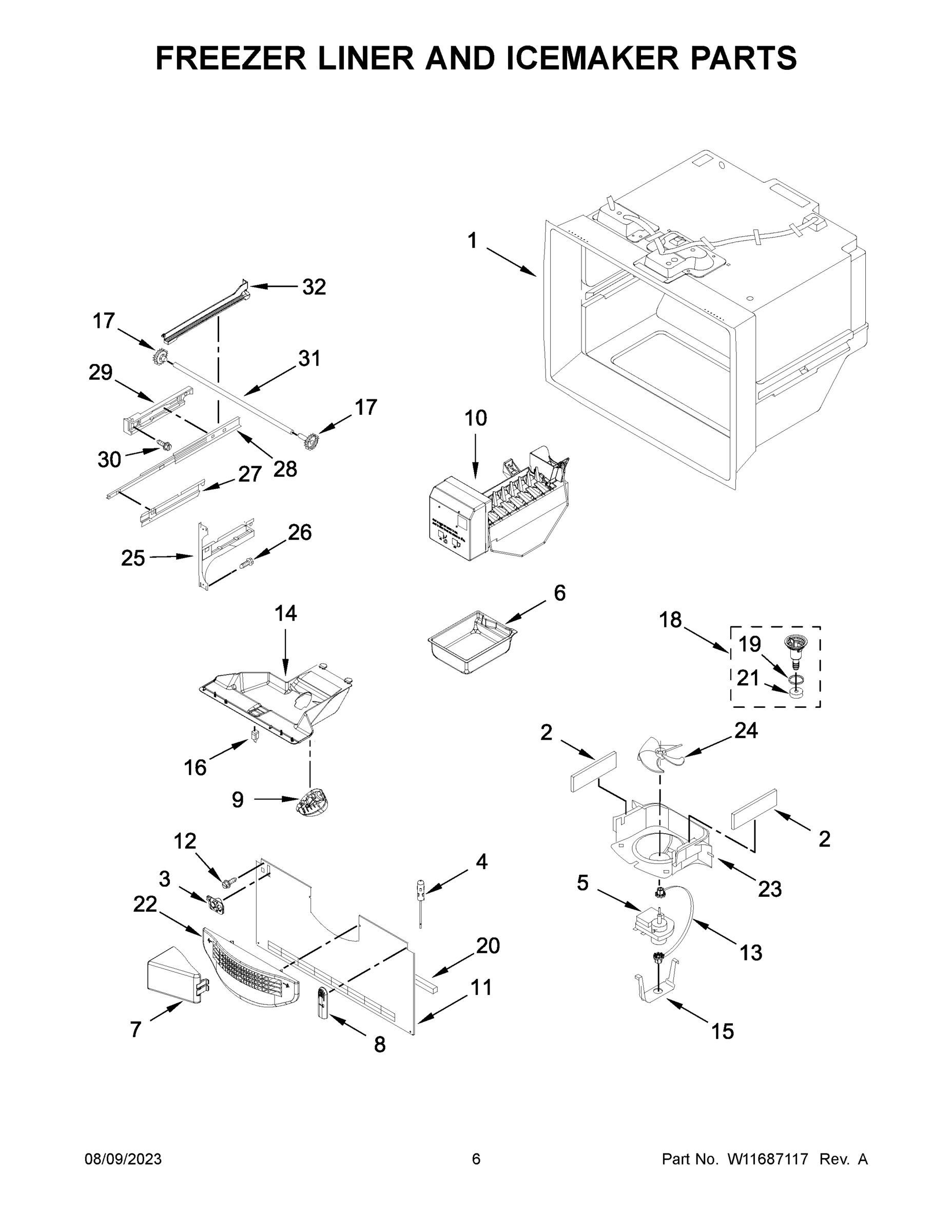 04 - FREEZER LINER AND ICEMAKER PARTS