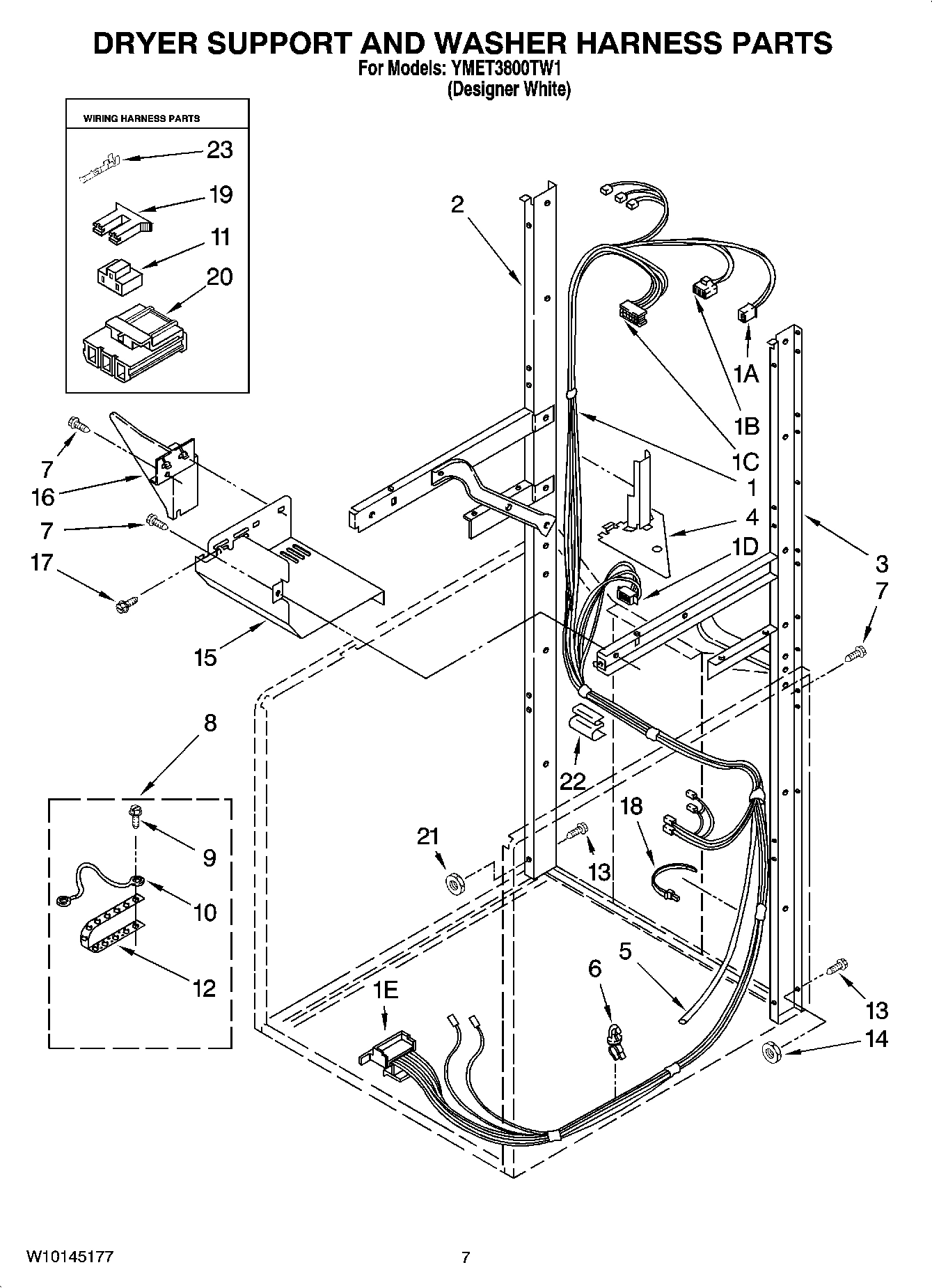 05 - DRYER SUPPORT AND WASHER HARNESS PARTS