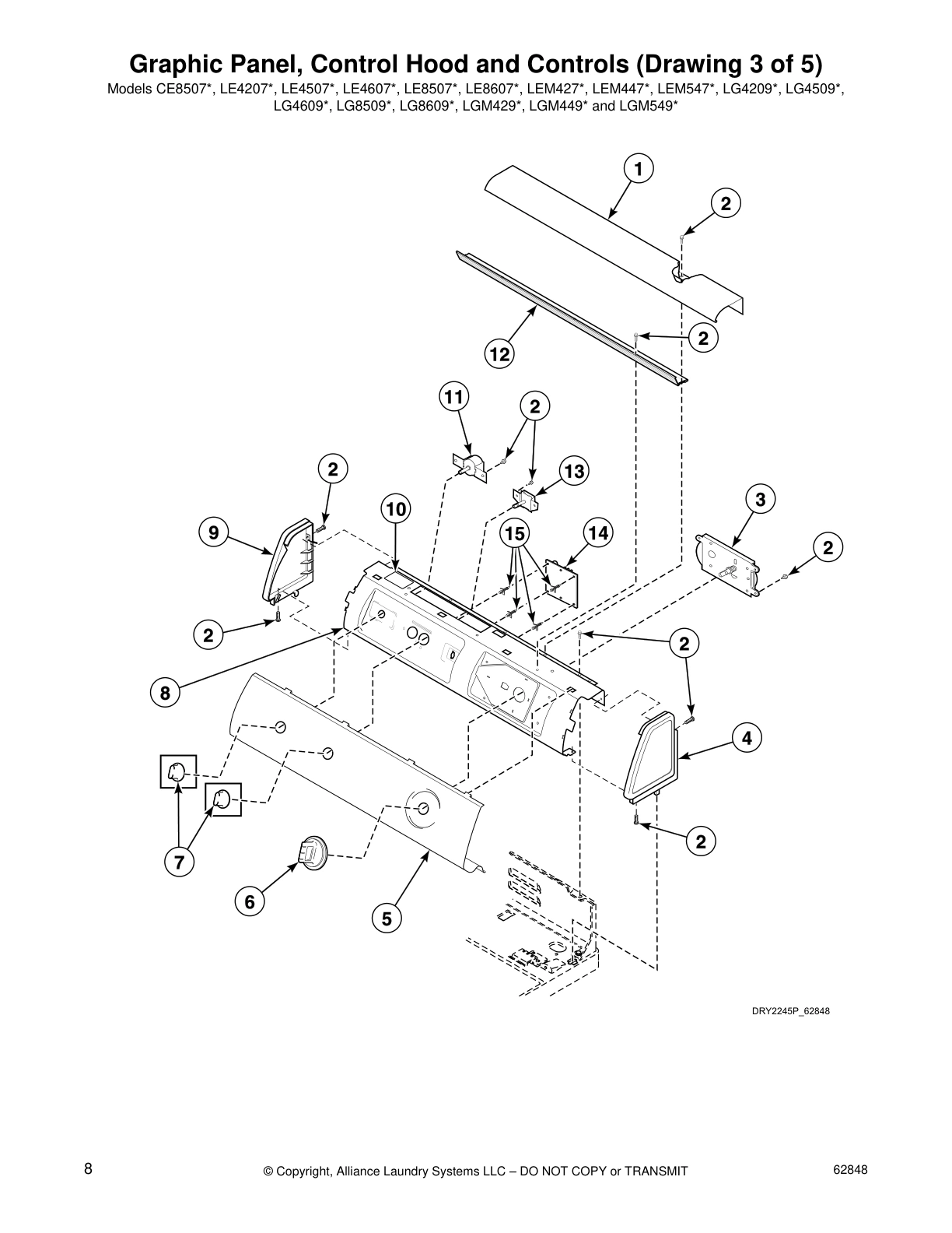 Graphic Panel, Control Hood and Controls (Drawing 3 of 5)