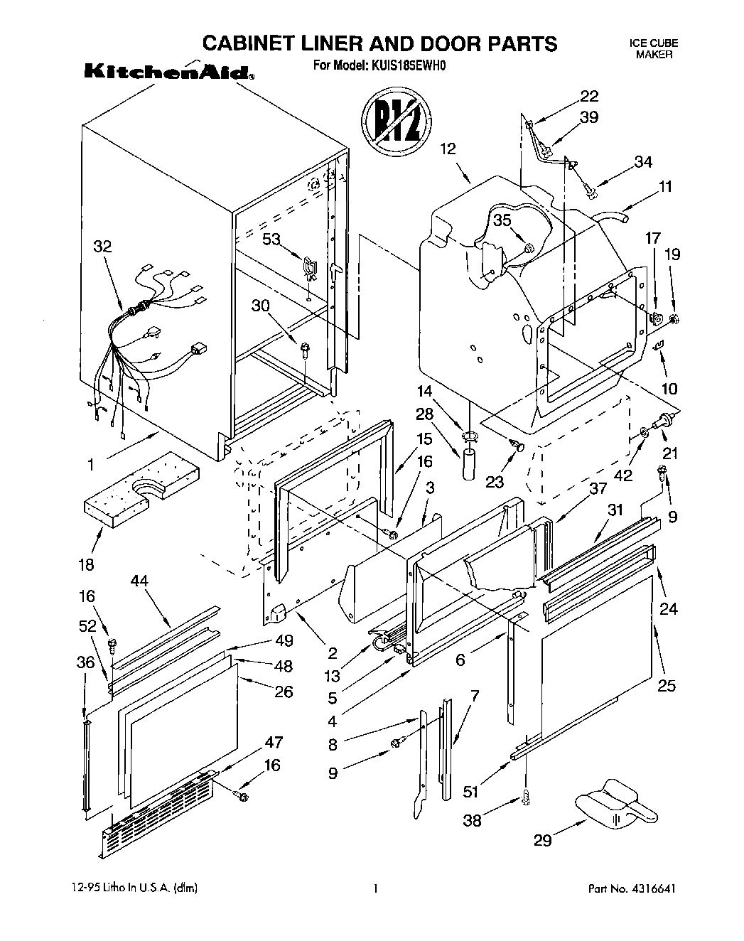 01 - CABINET LINER AND DOOR, LIT/OPTIONAL