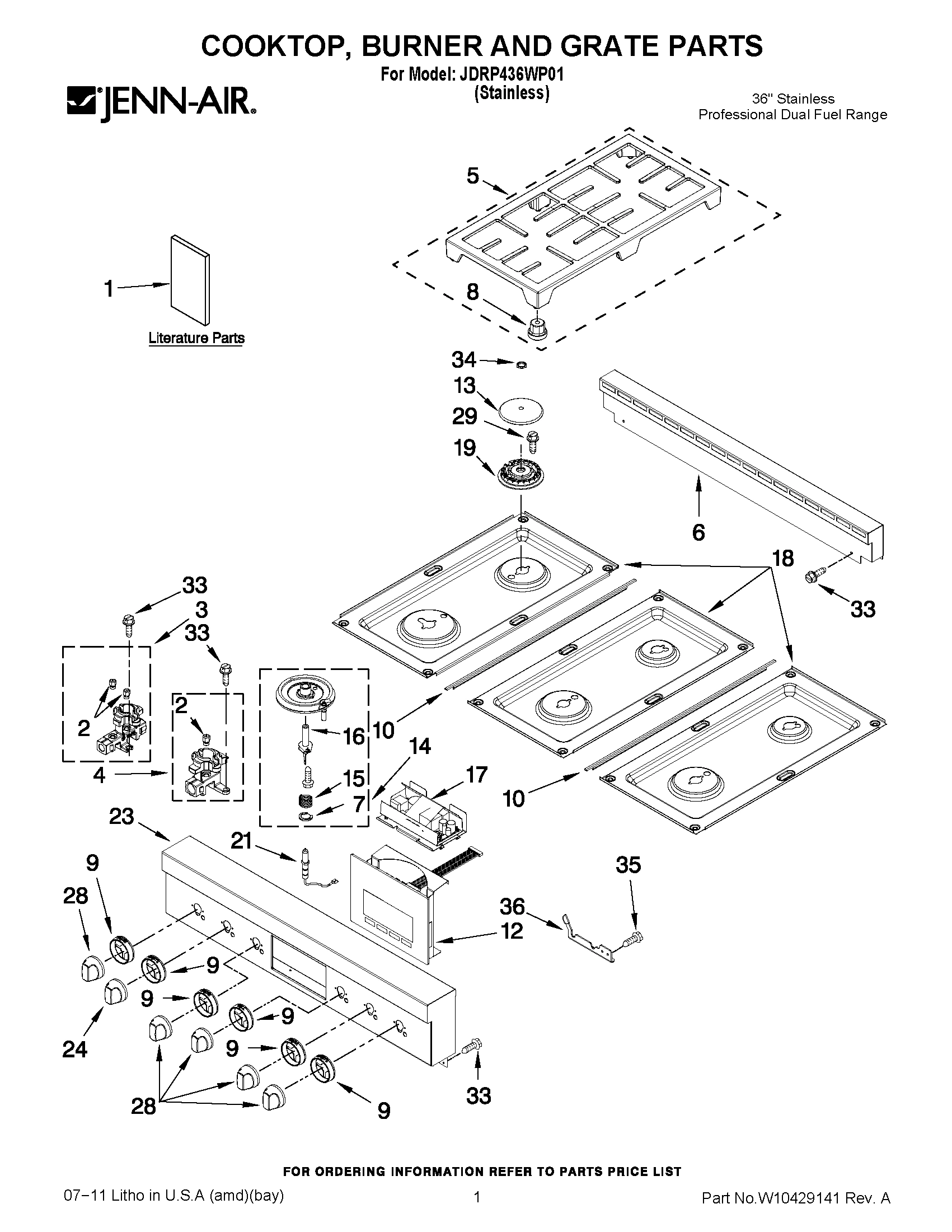 01 - COOKTOP, BURNER AND GRATE PARTS