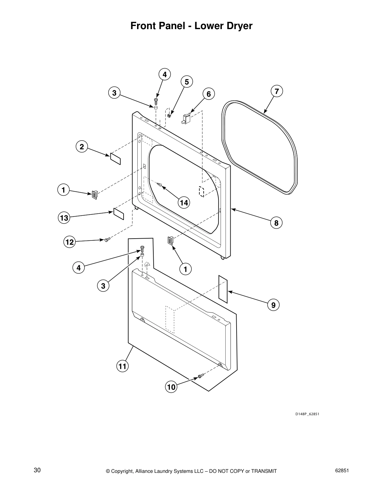 Front Panel - Lower Dryer