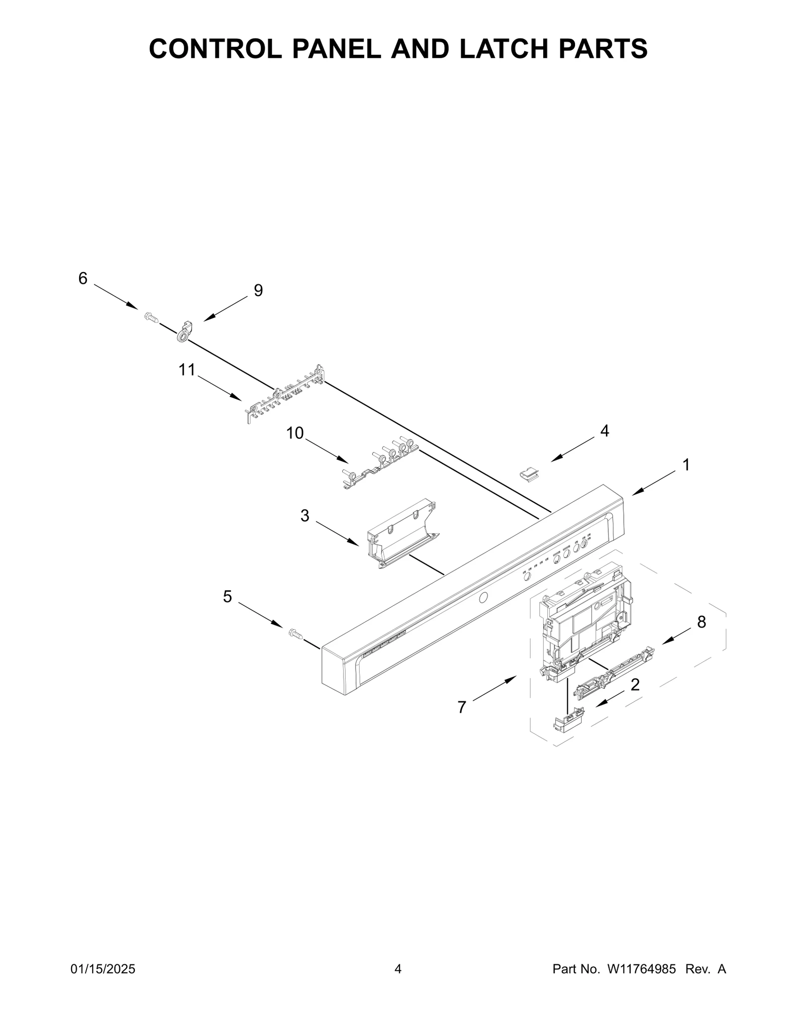 CONTROL PANEL AND LATCH PARTS