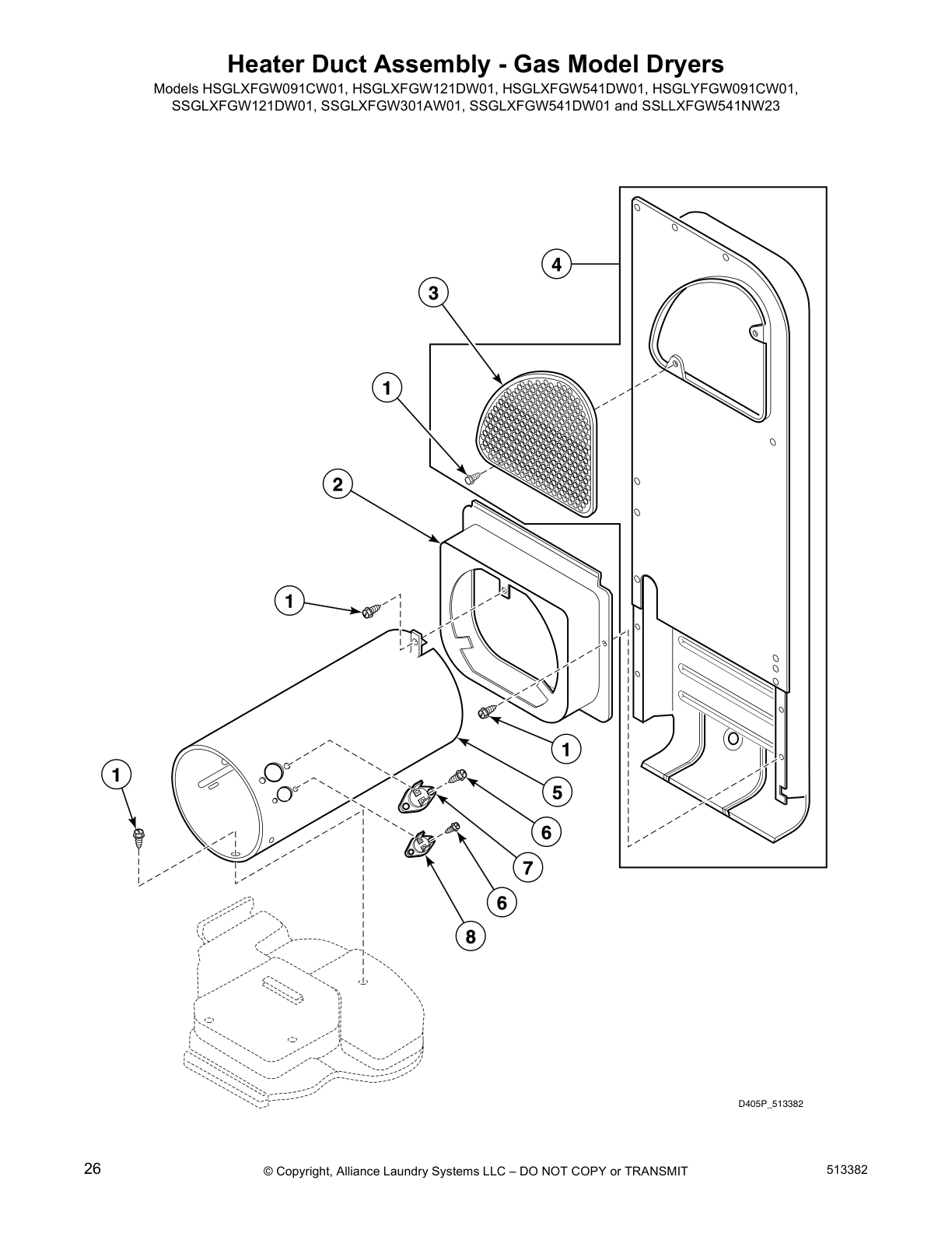 Heater Duct Assembly - Gas Model Dryers