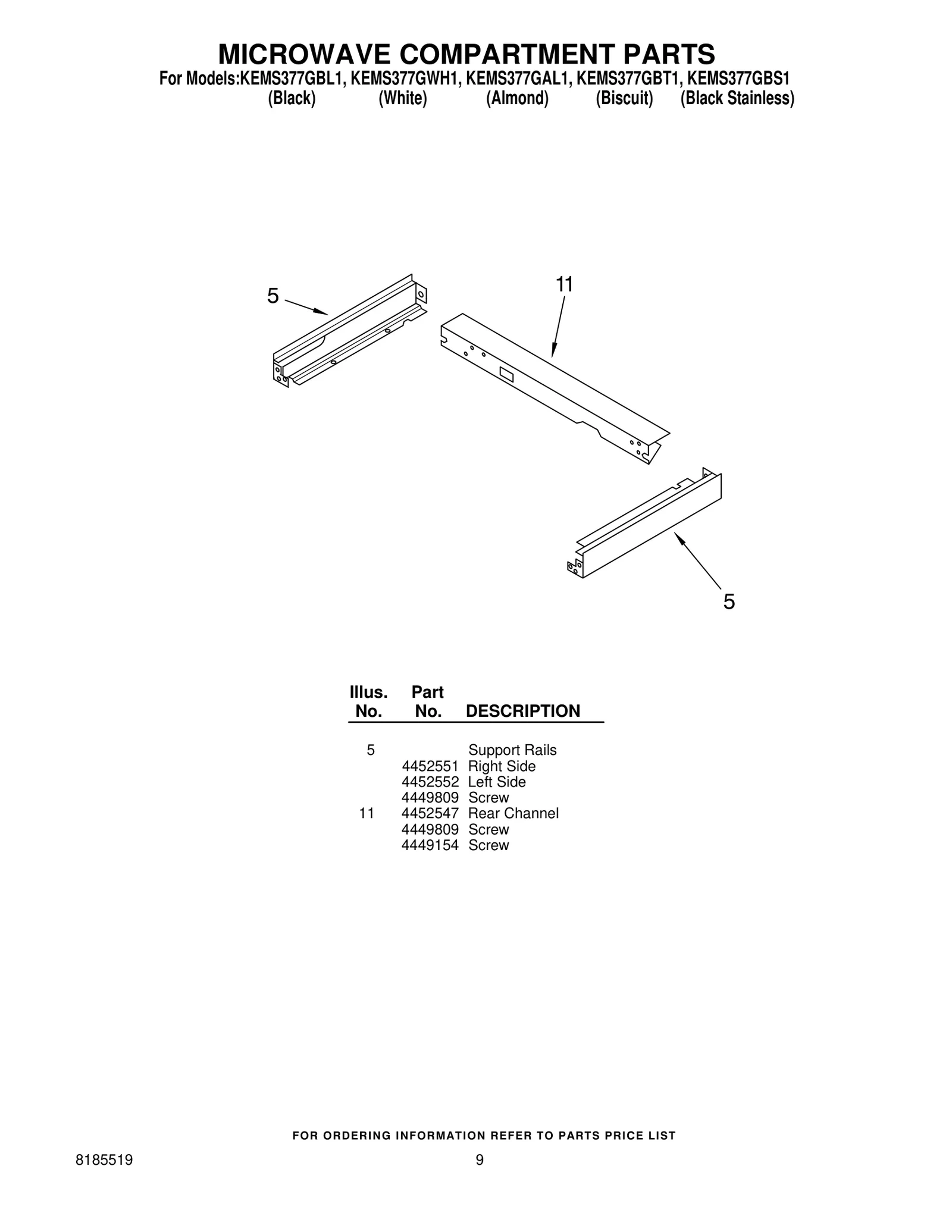 MICROWAVE COMPARTMENT PARTS