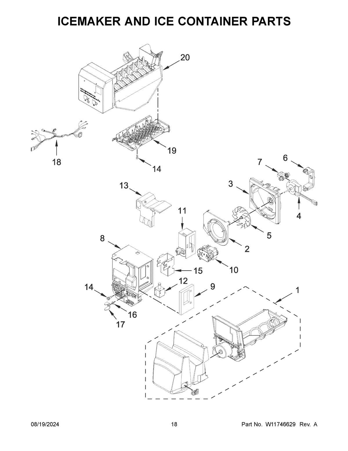 10 - ICEMAKER AND ICE CONTAINER PARTS
