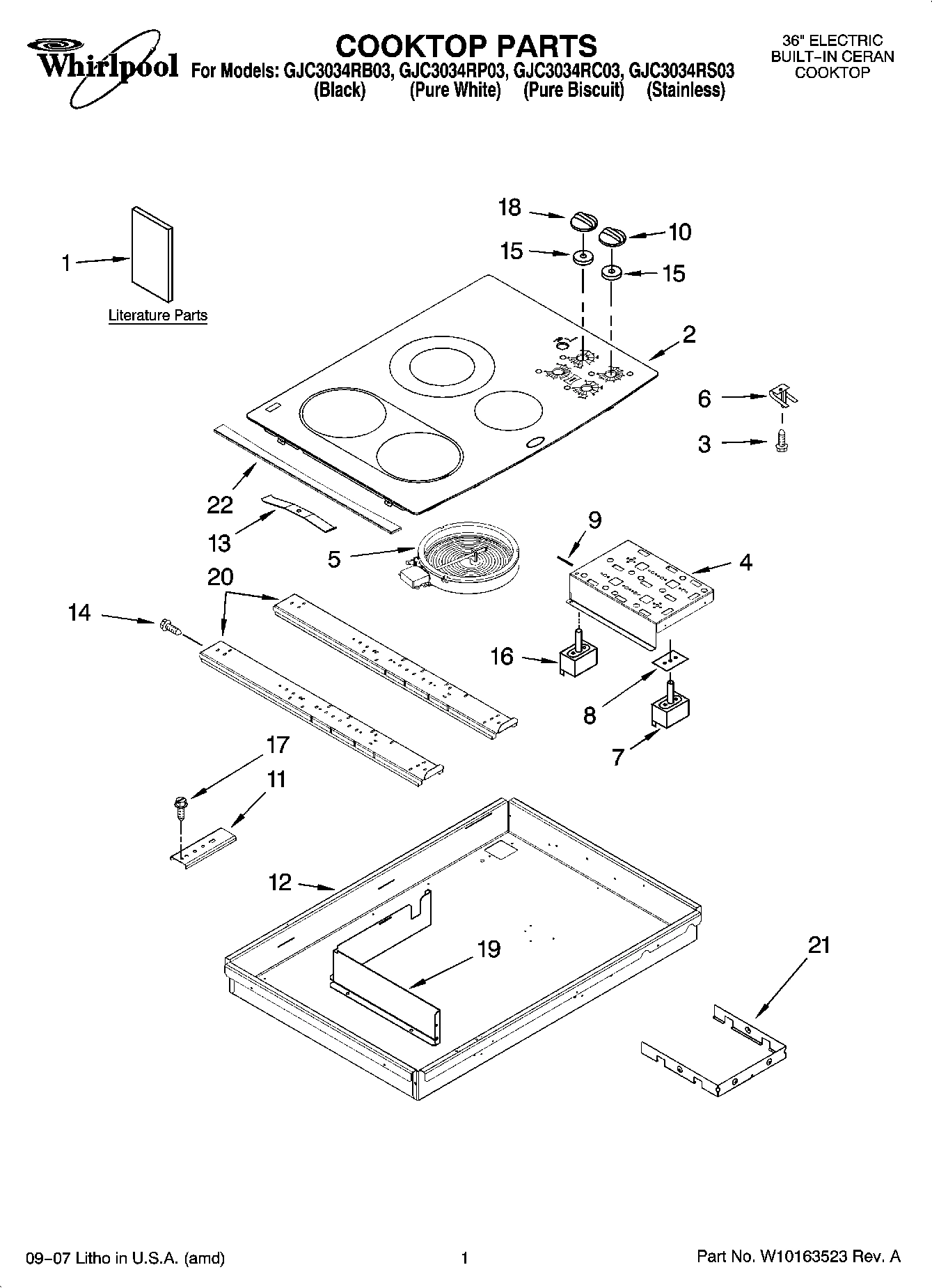 01 - COOKTOP PARTS, OPTIONAL PARTS