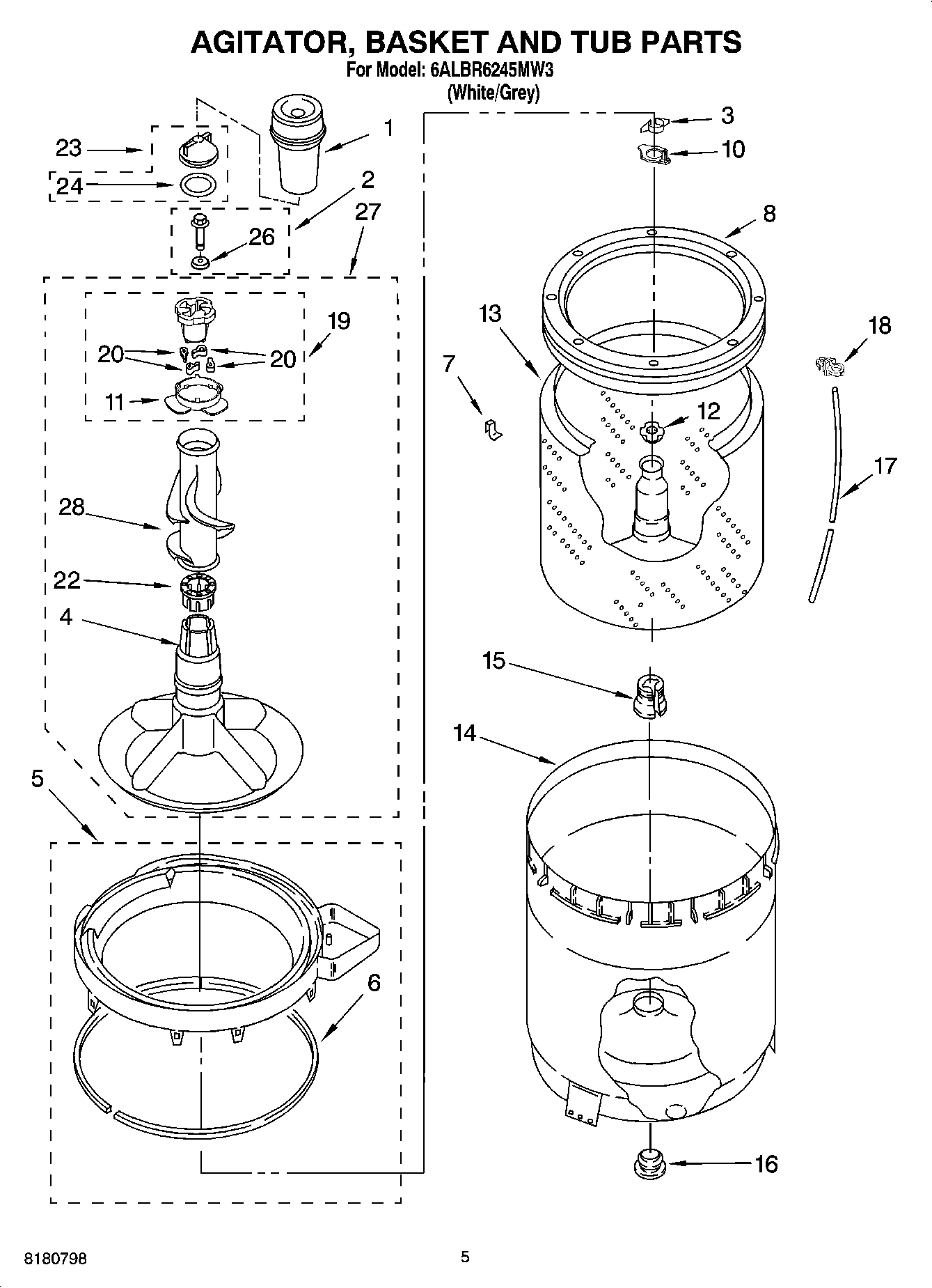 03 - AGITATOR, BASKET AND TUB PARTS