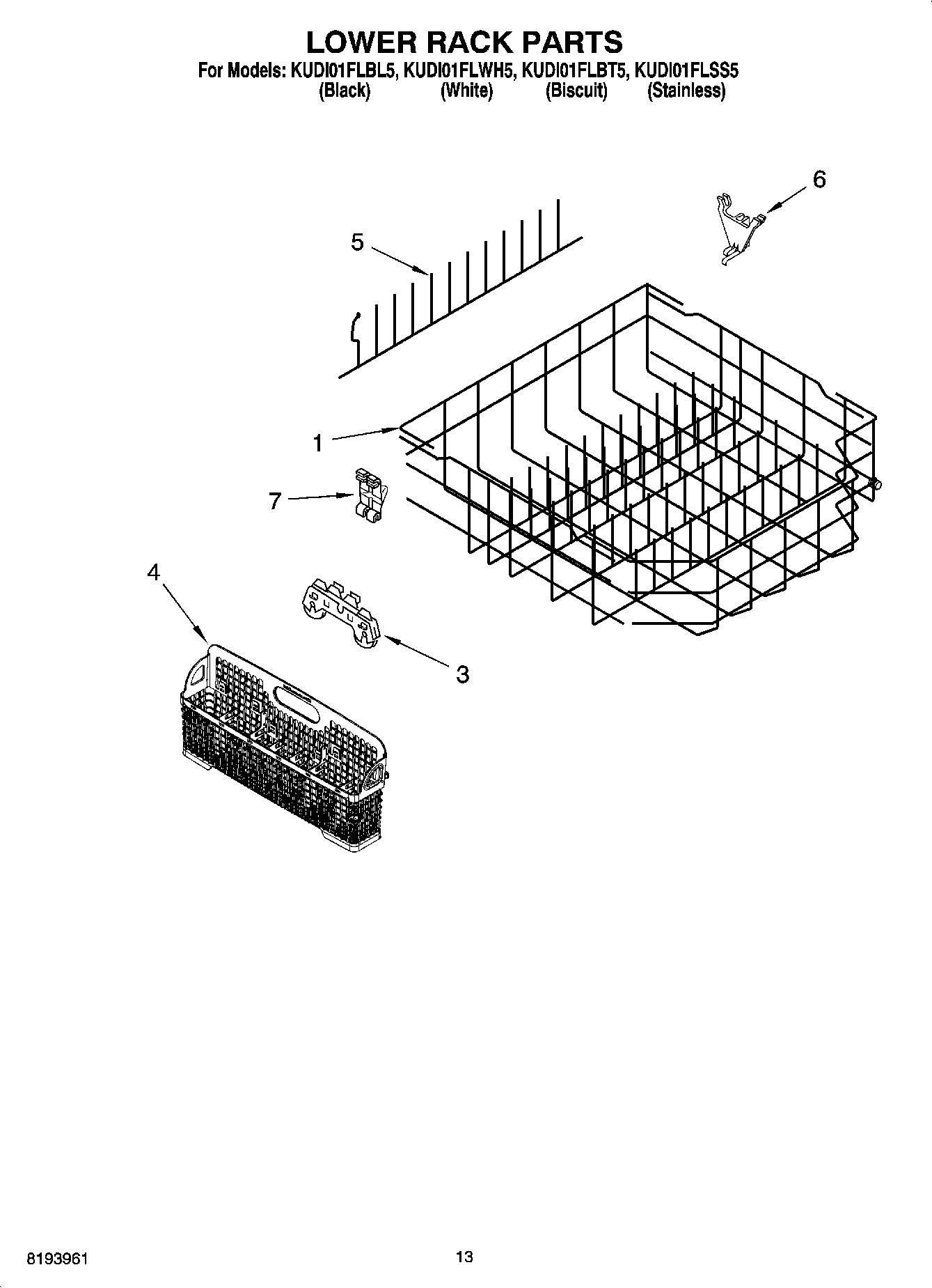 11 - LOWER RACK PARTS, OPTIONAL PARTS (NOT INCLUDED)