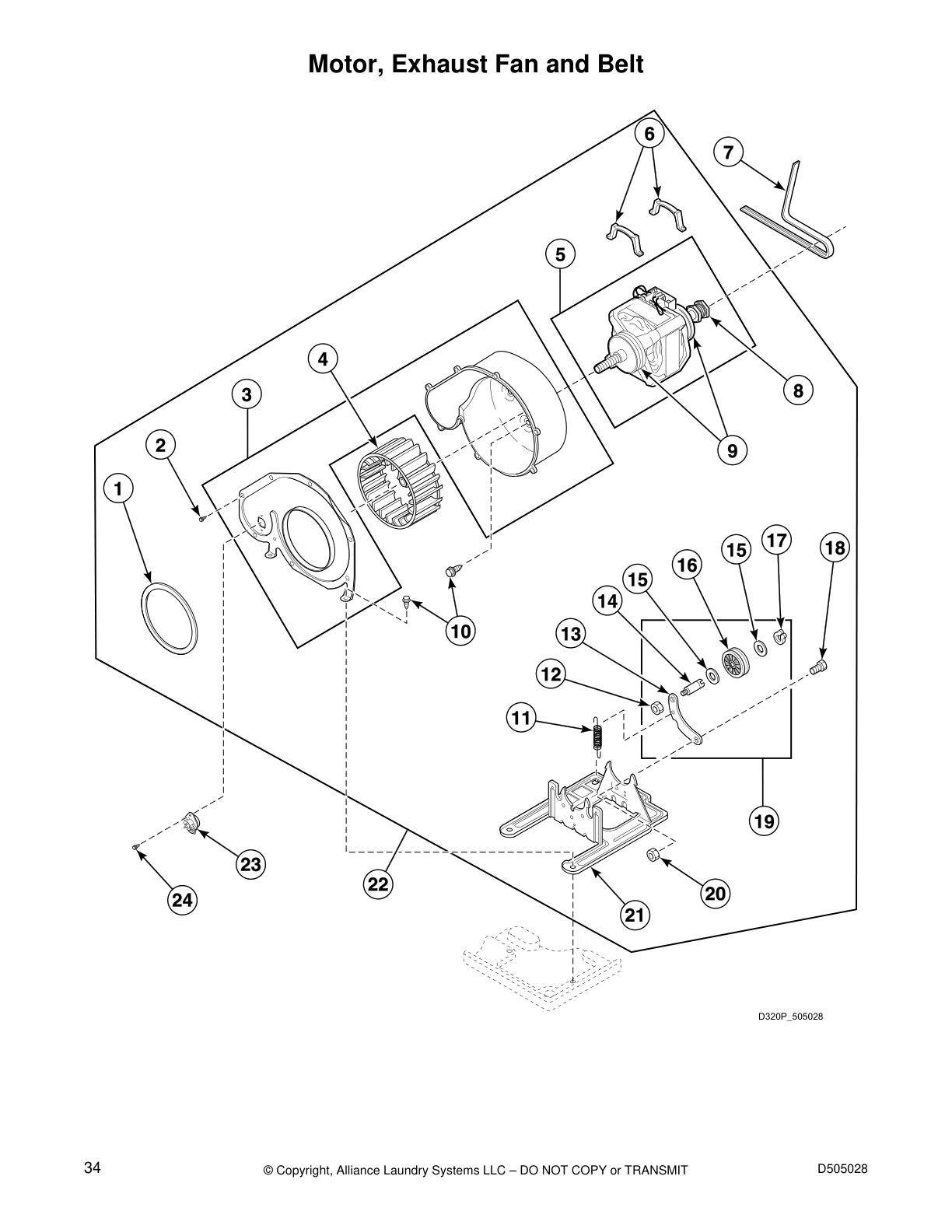 Motor, Exhaust Fan and Belt
