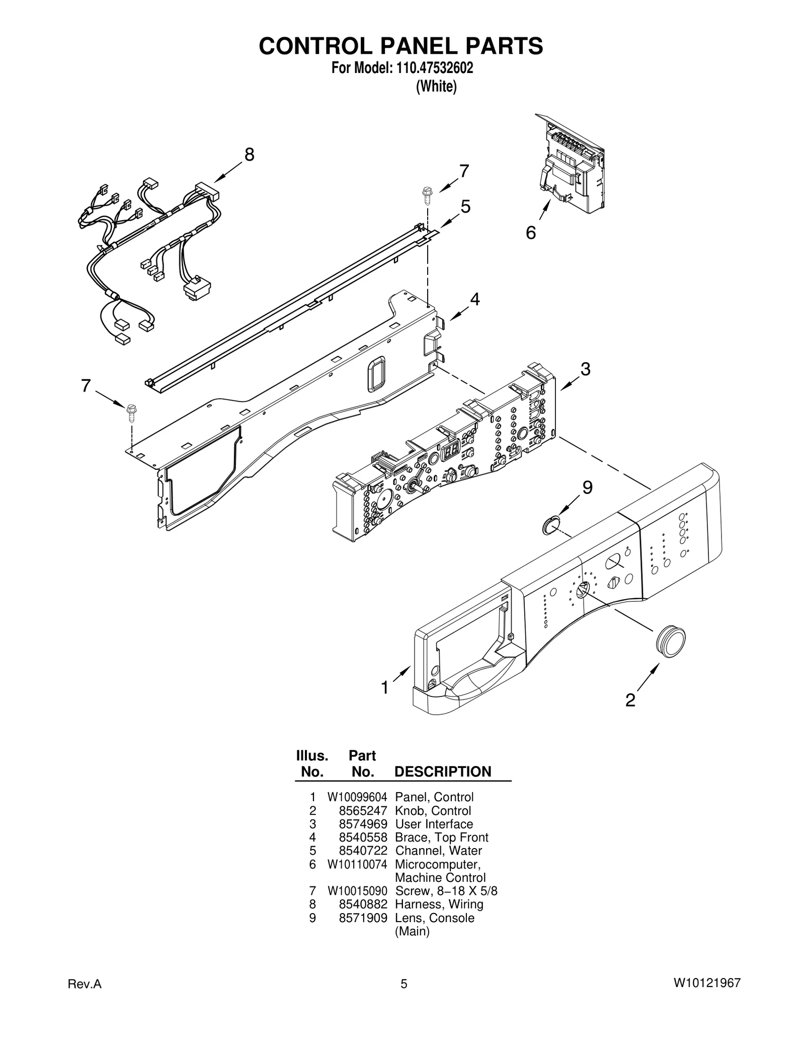 CONTROL PANEL PARTS