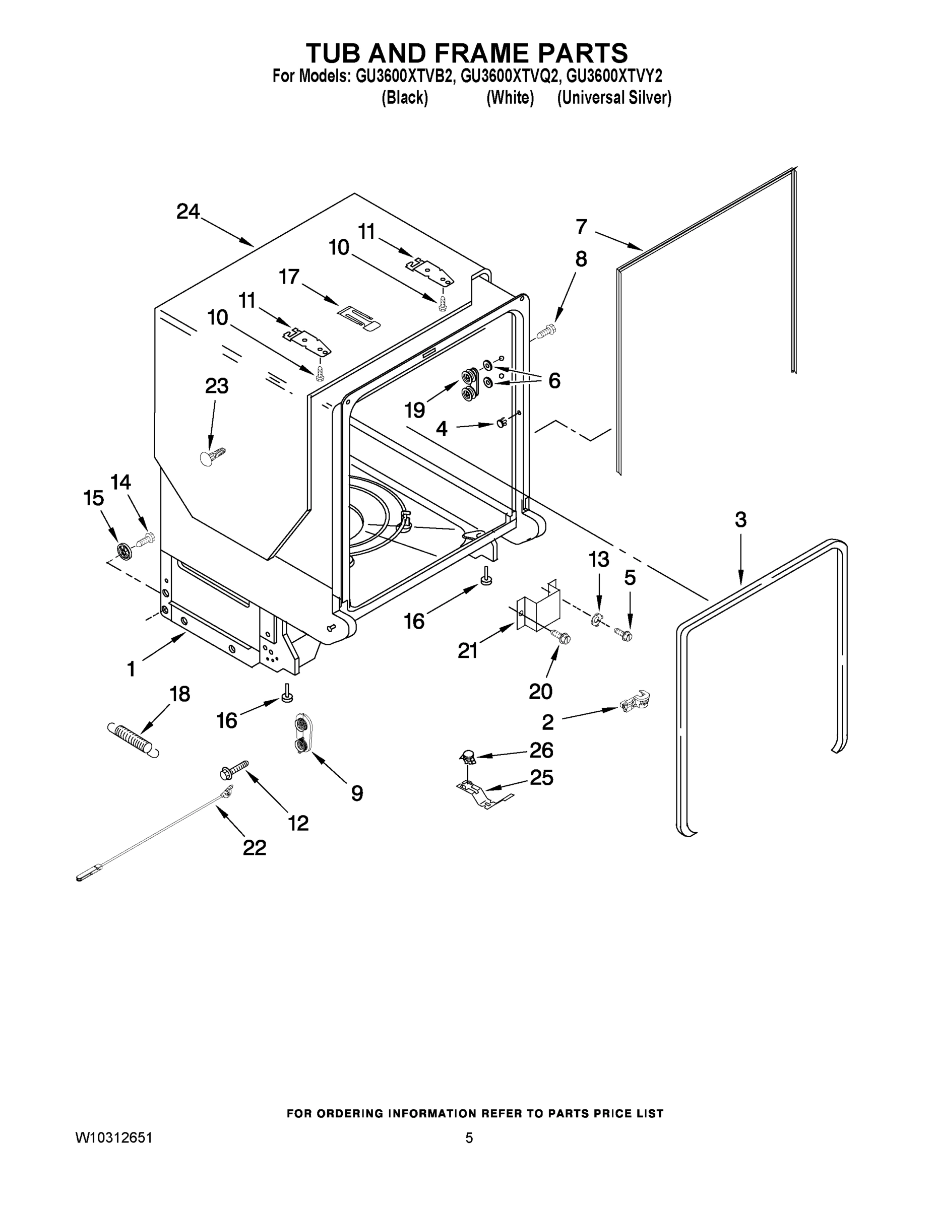 05 - TUB AND FRAME PARTS