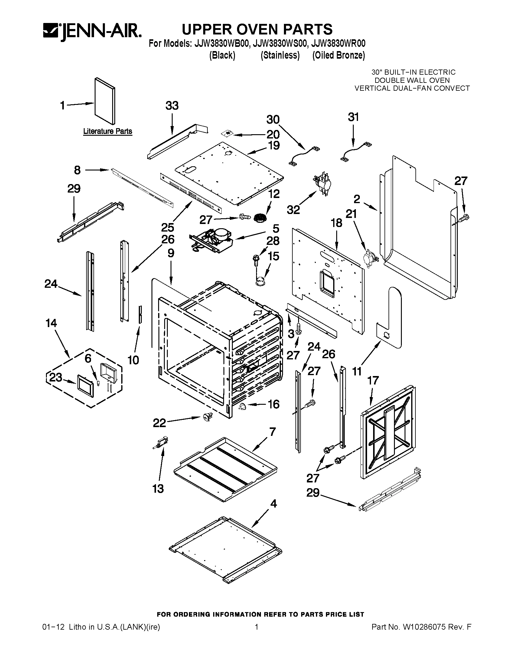 01 - UPPER OVEN PARTS
