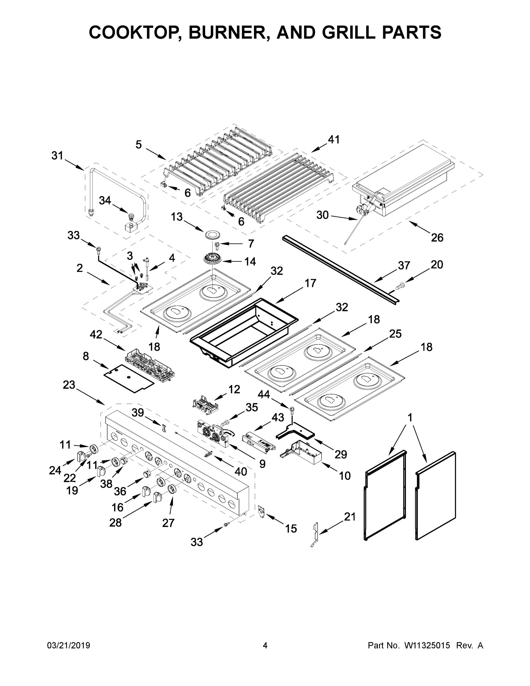03 - COOKTOP, BURNER, AND GRILL PARTS