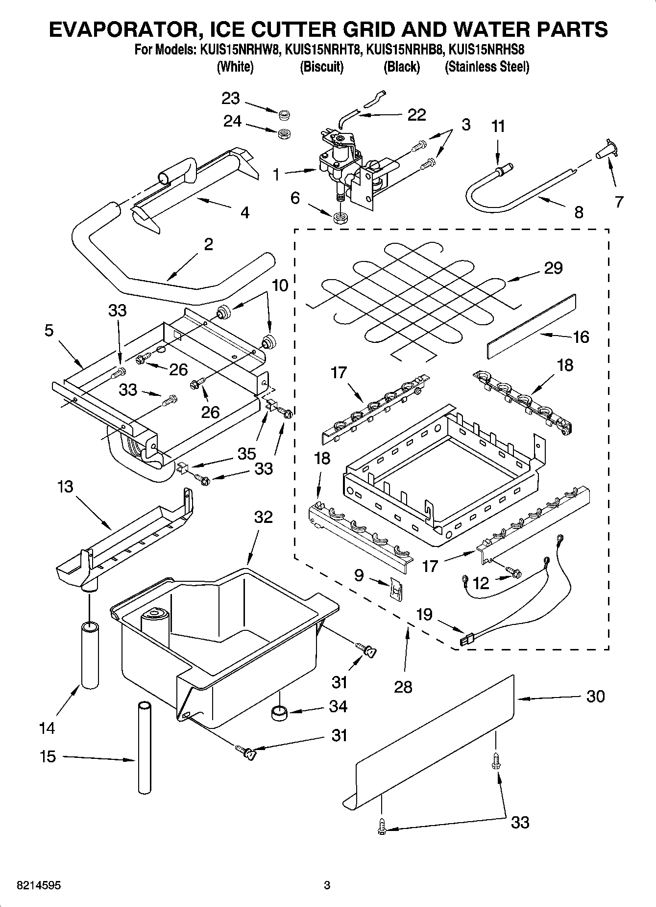 02 - EVAPORATOR, ICE CUTTER GRID AND WATER PARTS