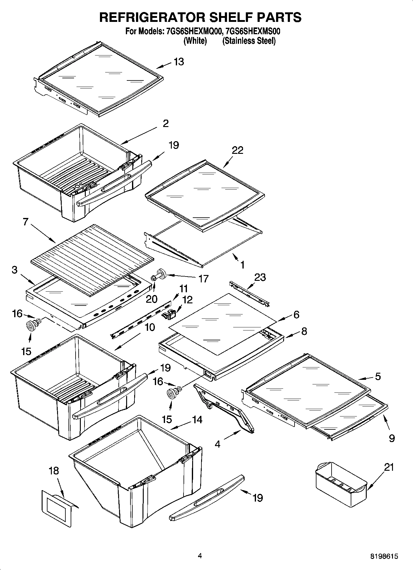 03 - REFRIGERATOR SHELF PARTS