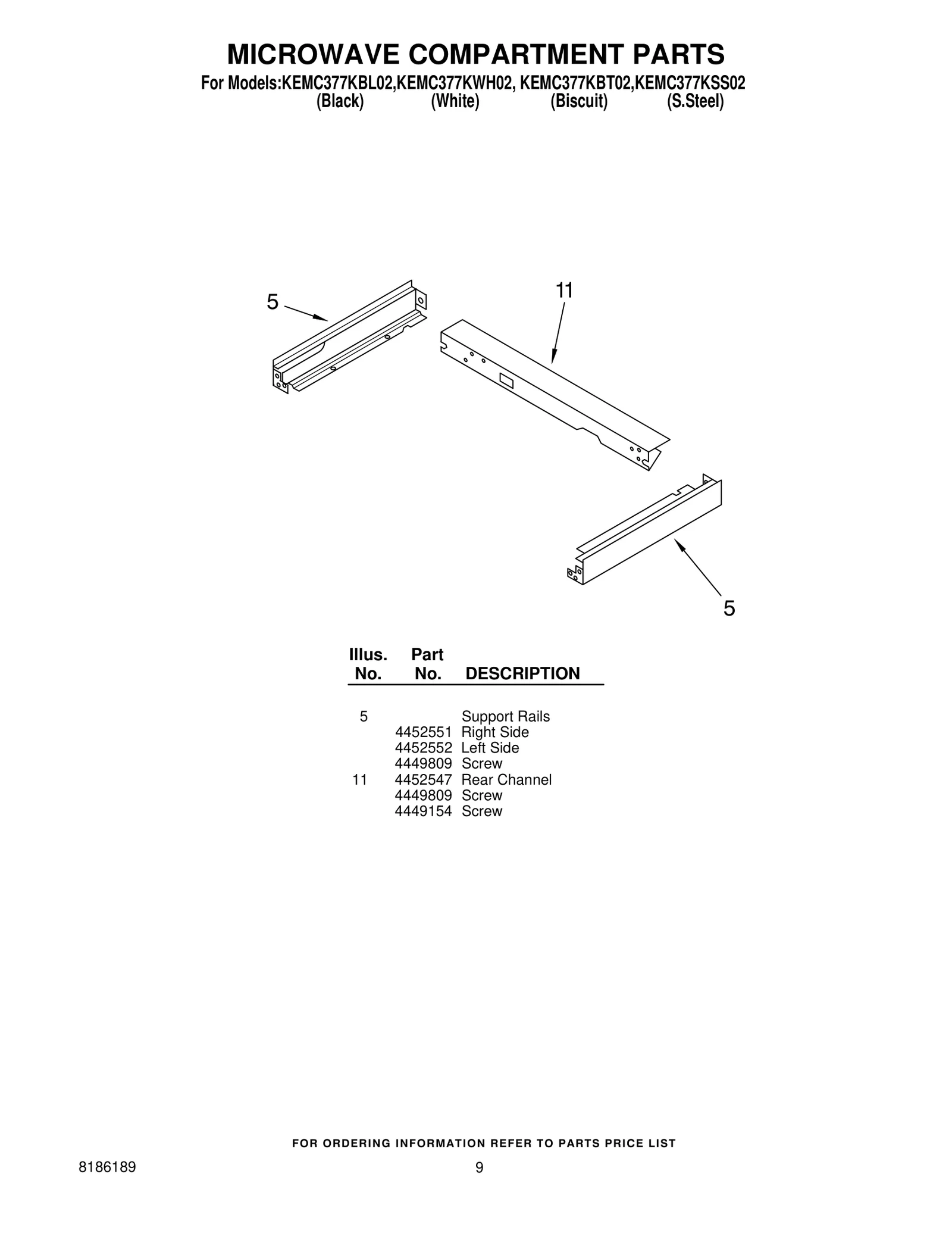 MICROWAVE COMPARTMENT PARTS