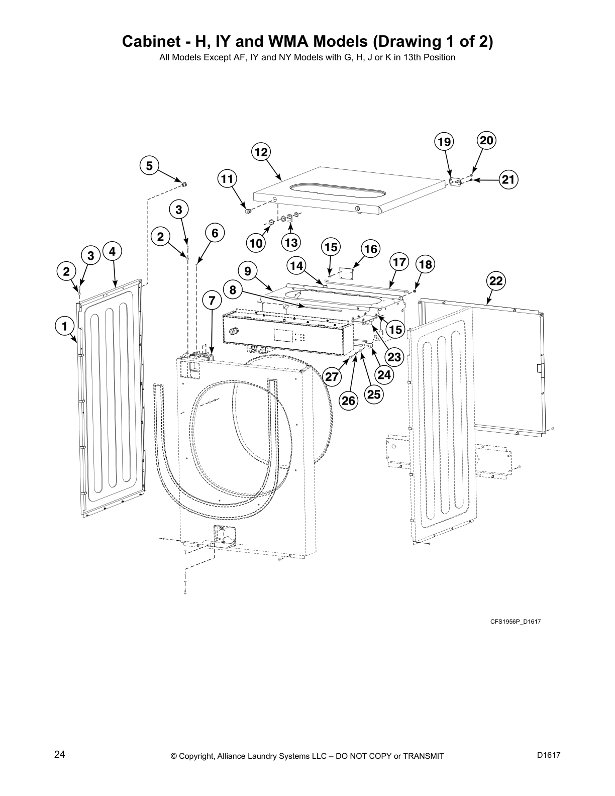 Cabinet - H, IY and WMA Models (Drawing 1 of 2)
