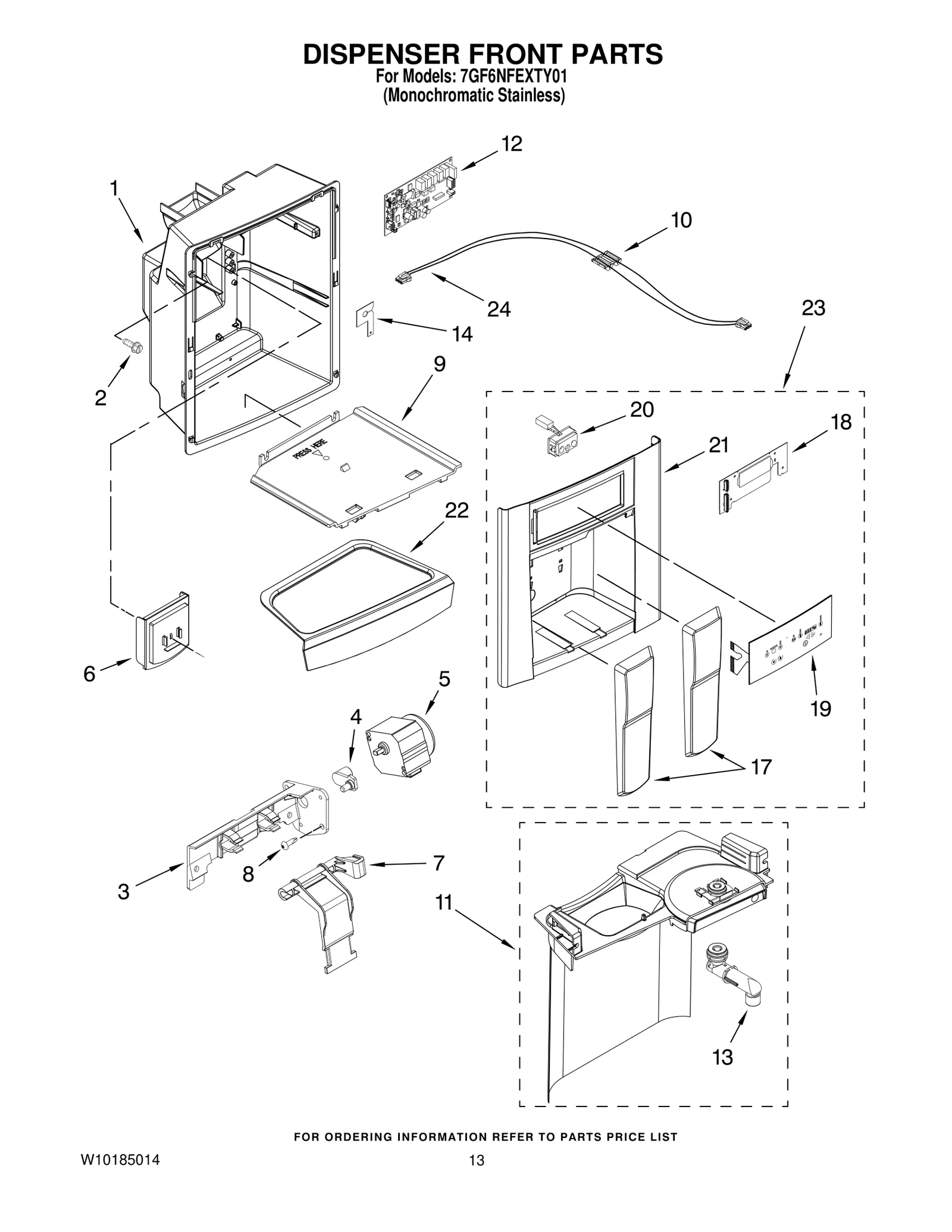 DISPENSER FRONT PARTS