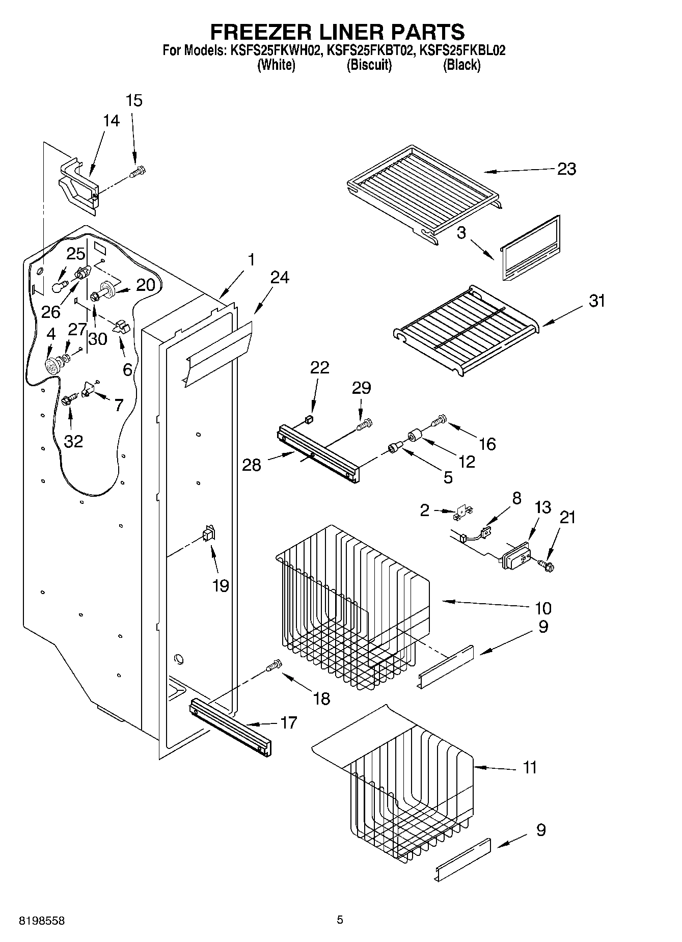 04 - FREEZER LINER PARTS