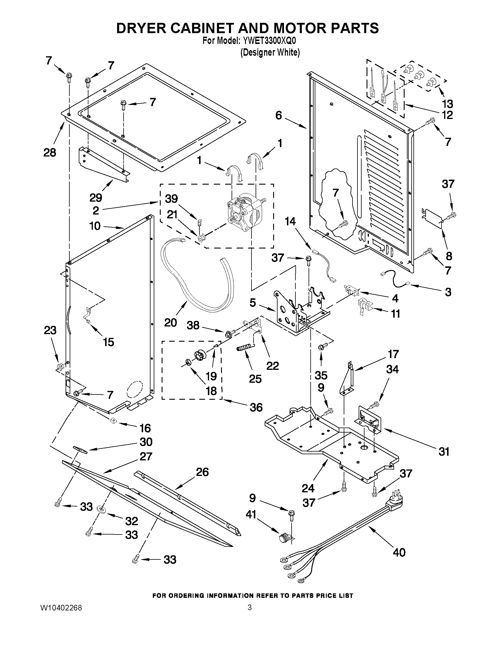 03 - DRYER CABINET AND MOTOR PARTS