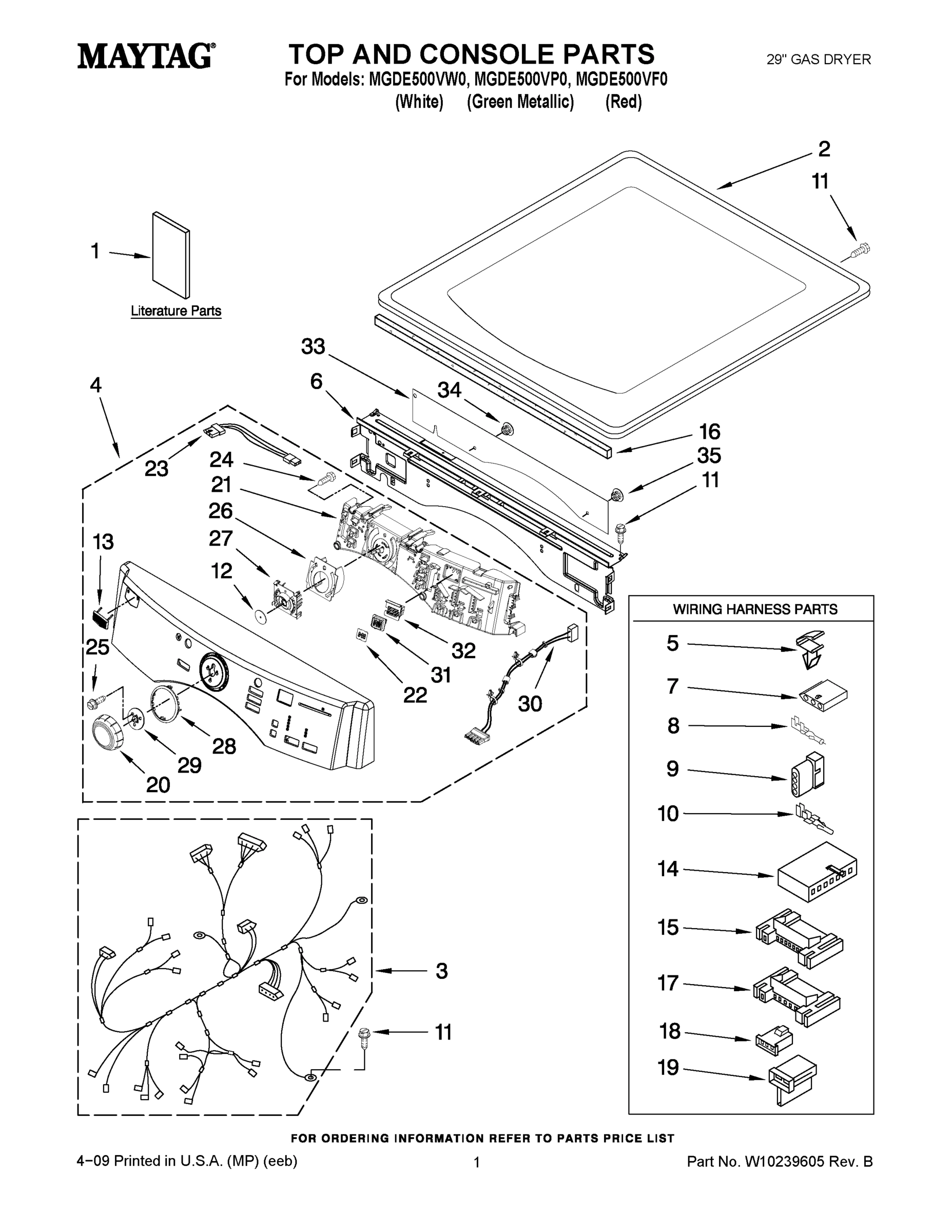 01 - TOP AND CONSOLE PARTS