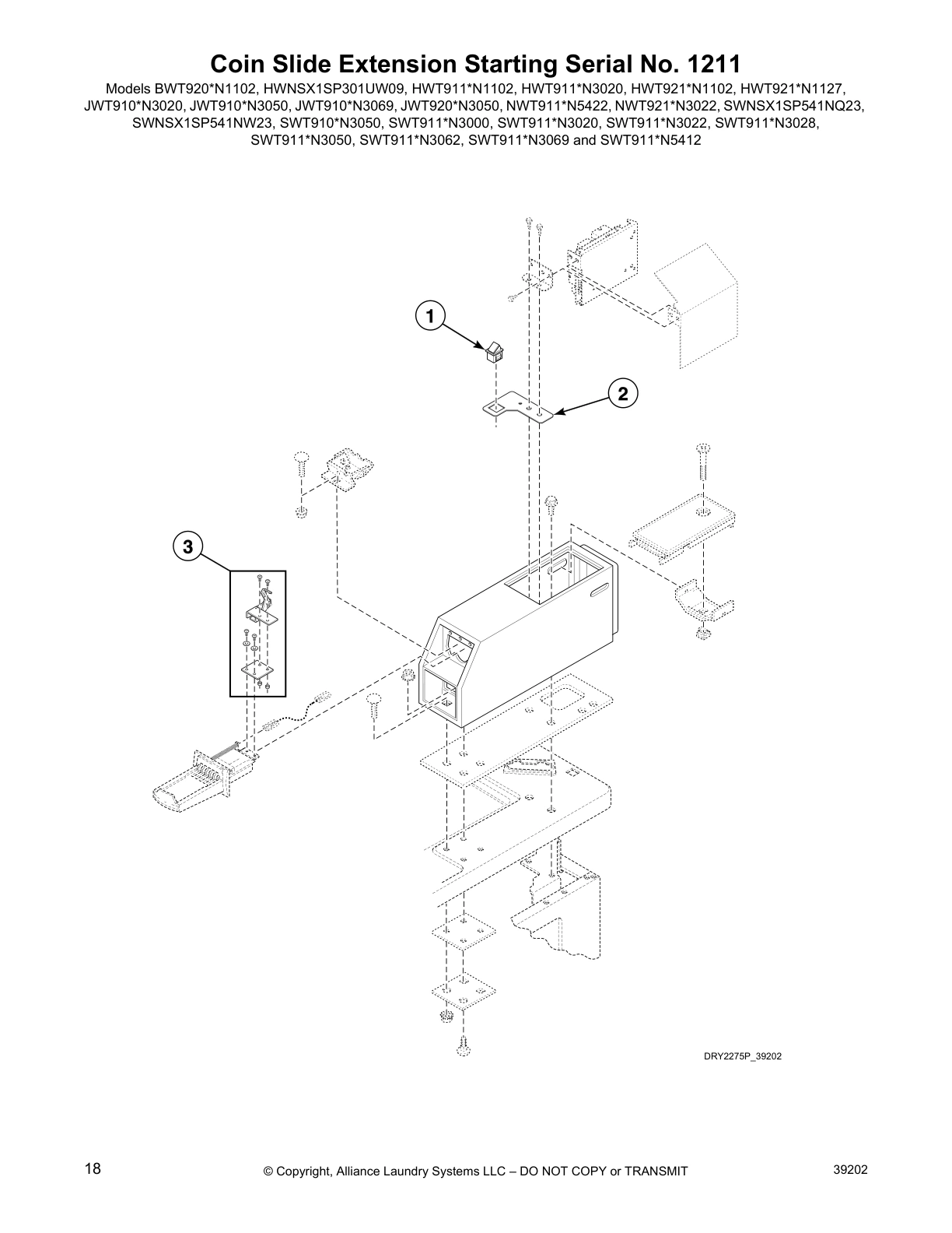 Coin Slide Extension Starting Serial No. 1211
