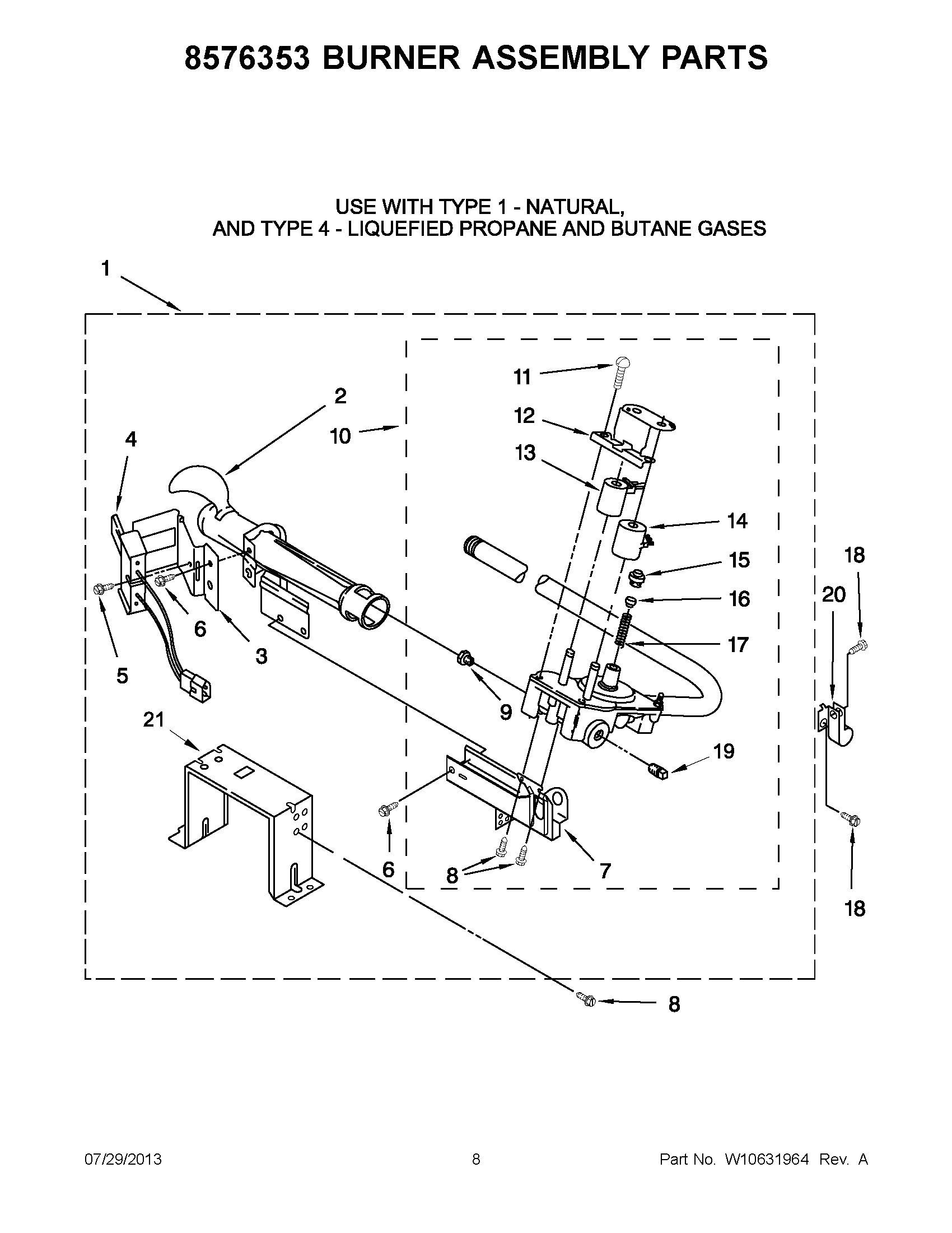 04 - 8576353 BURNER ASSEMBLY PARTS