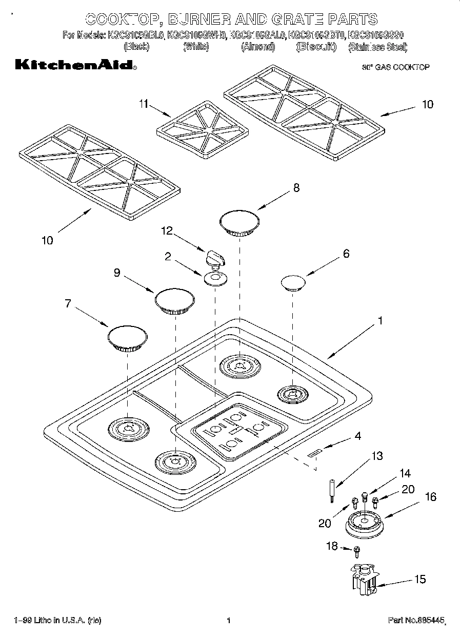 01 - COOKTOP, BURNER AND GRATE PARTS