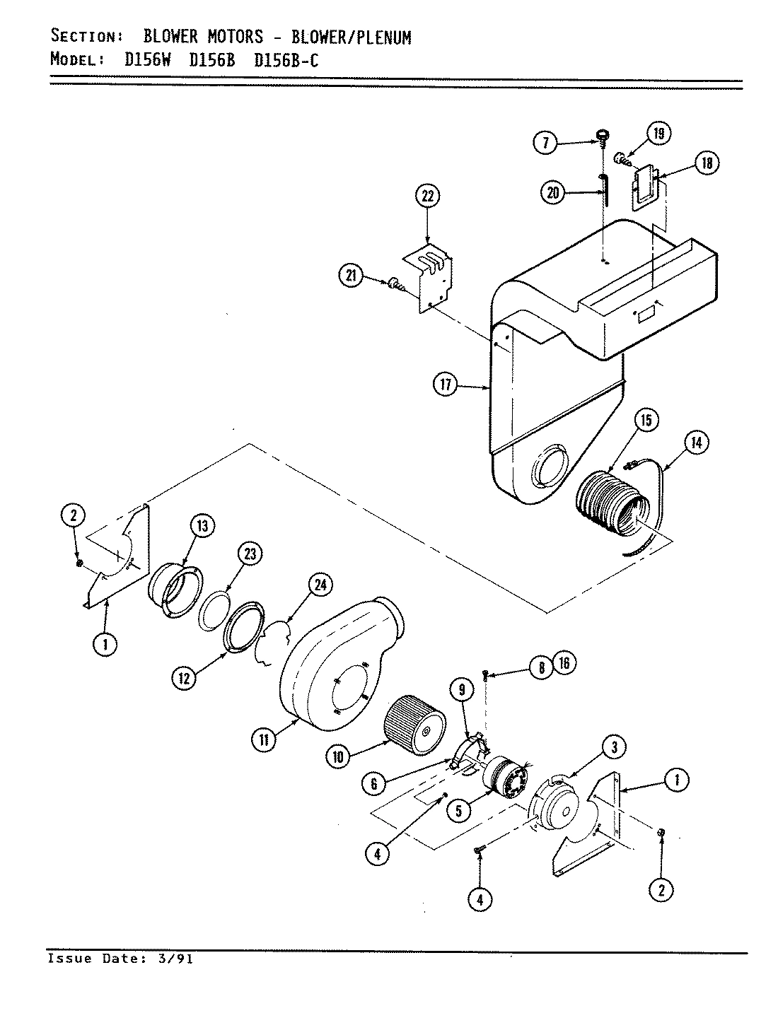 01 - BLOWER MOTOR (BLOWER/PLENUM D156B & W)