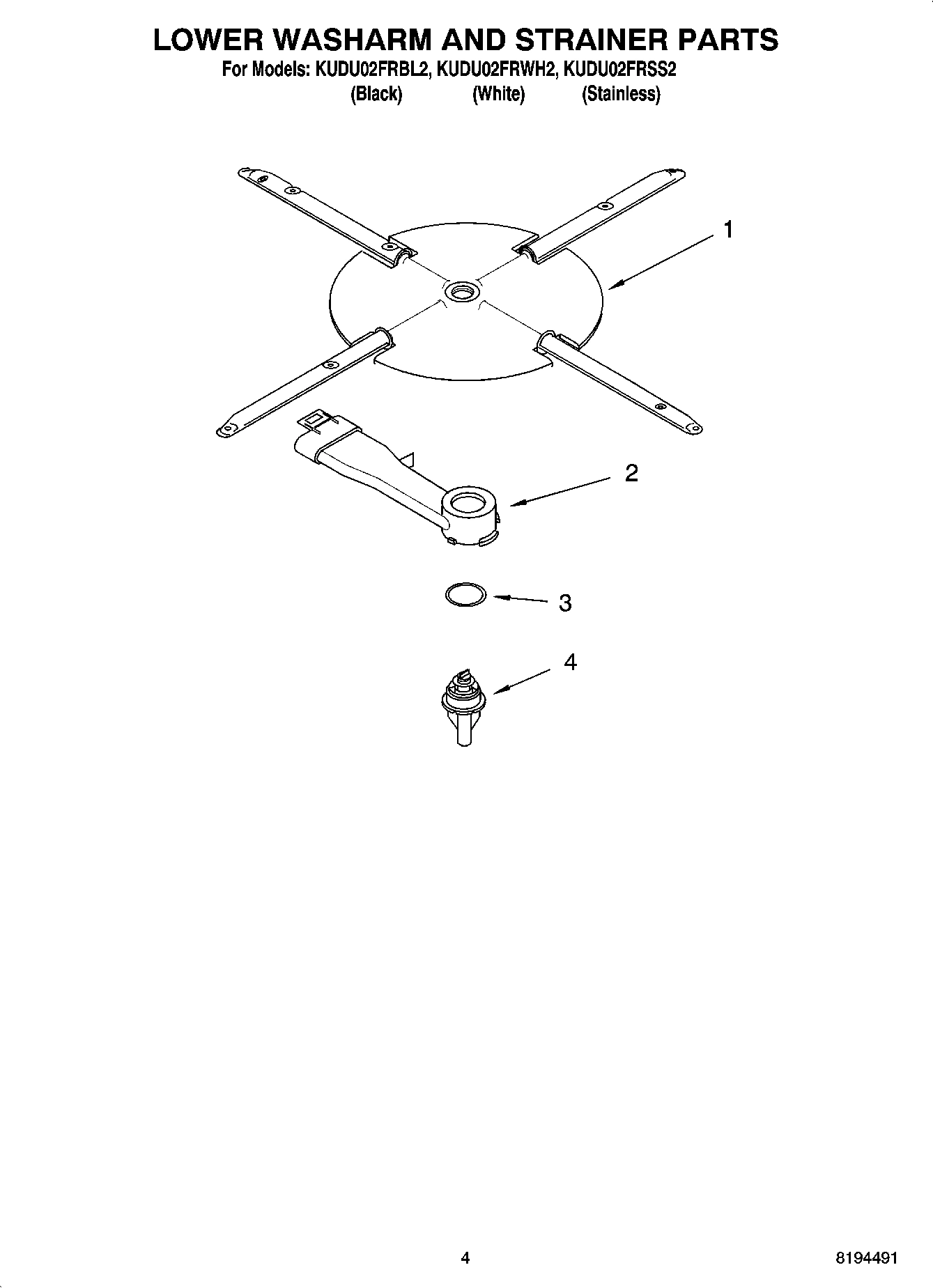 04 - LOWER WASHARM AND STRAINER PARTS