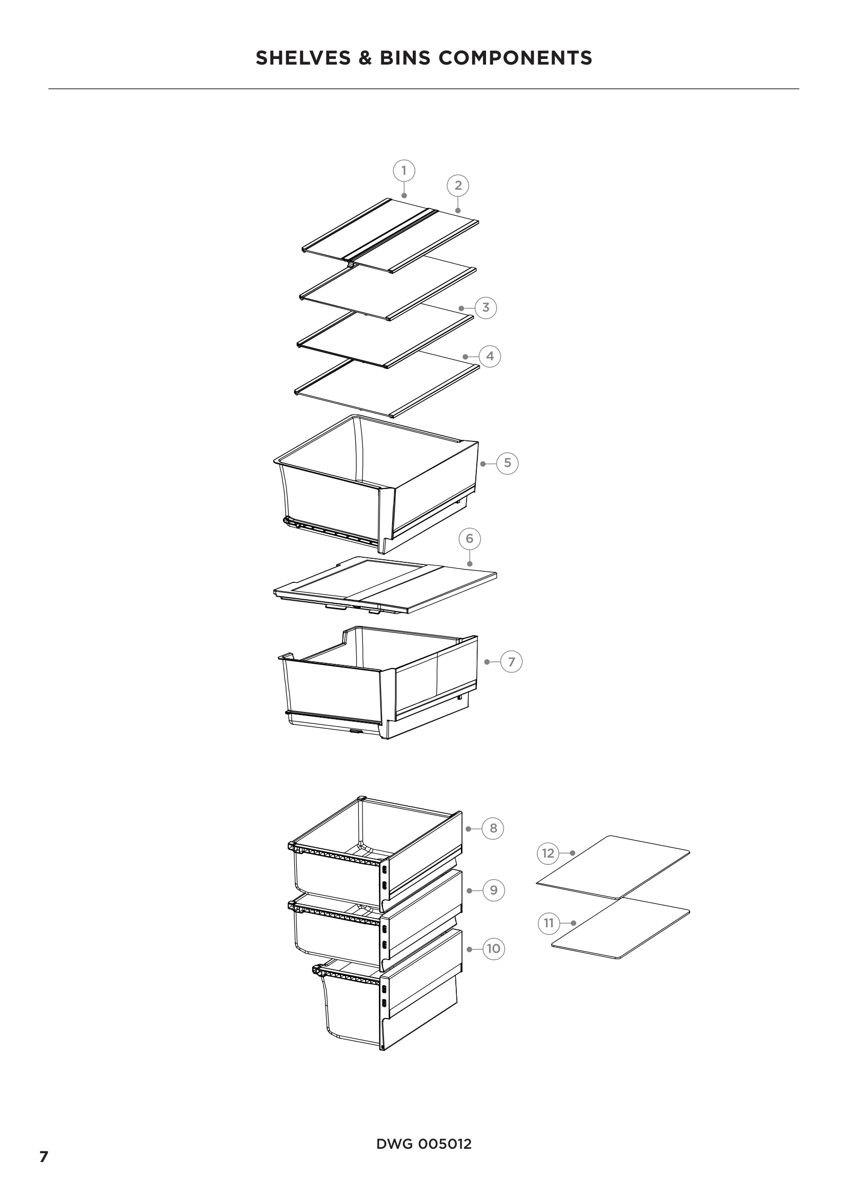 SHELVES & BINS COMPONENTS