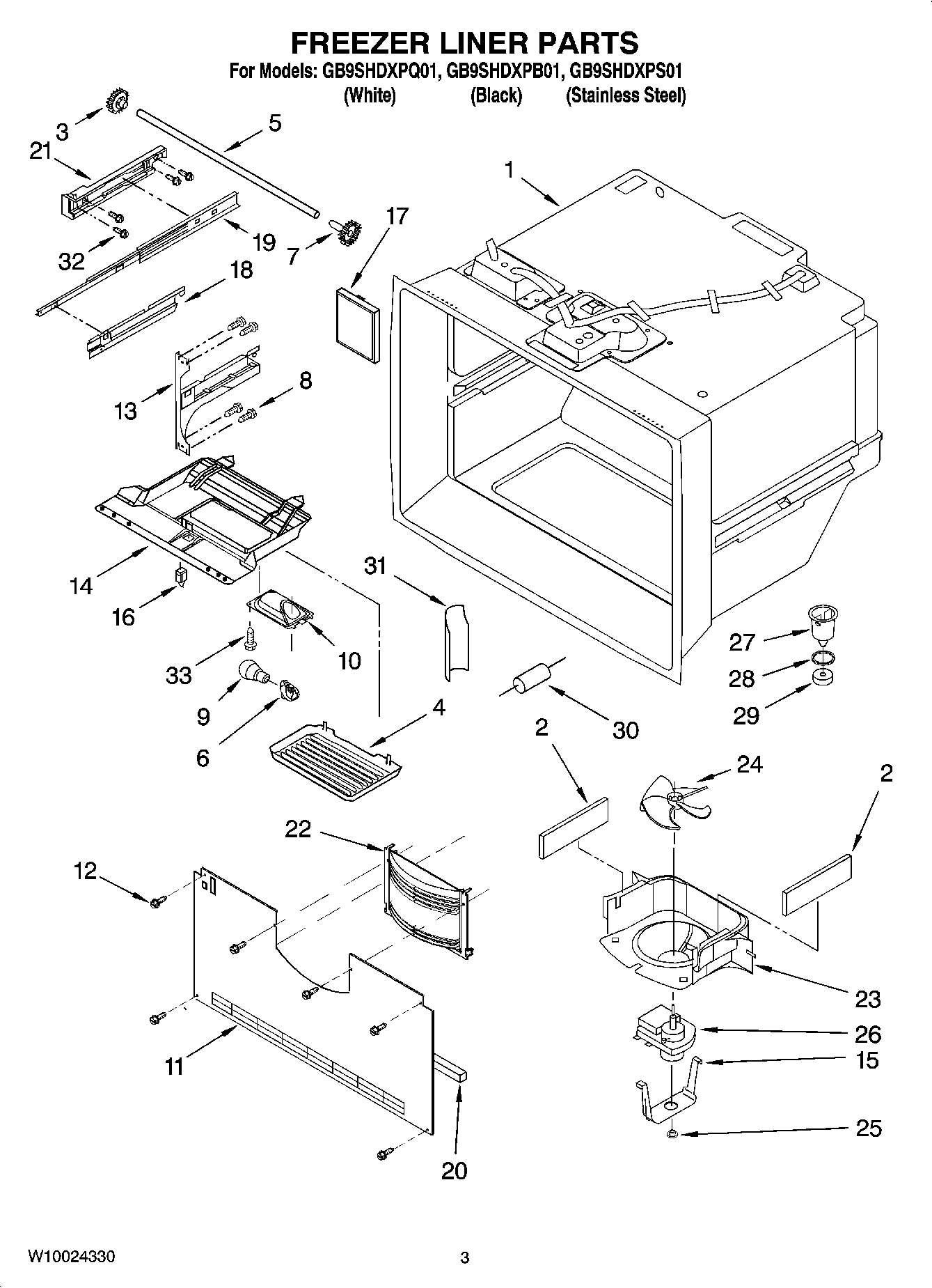 02 - FREEZER LINER PARTS
