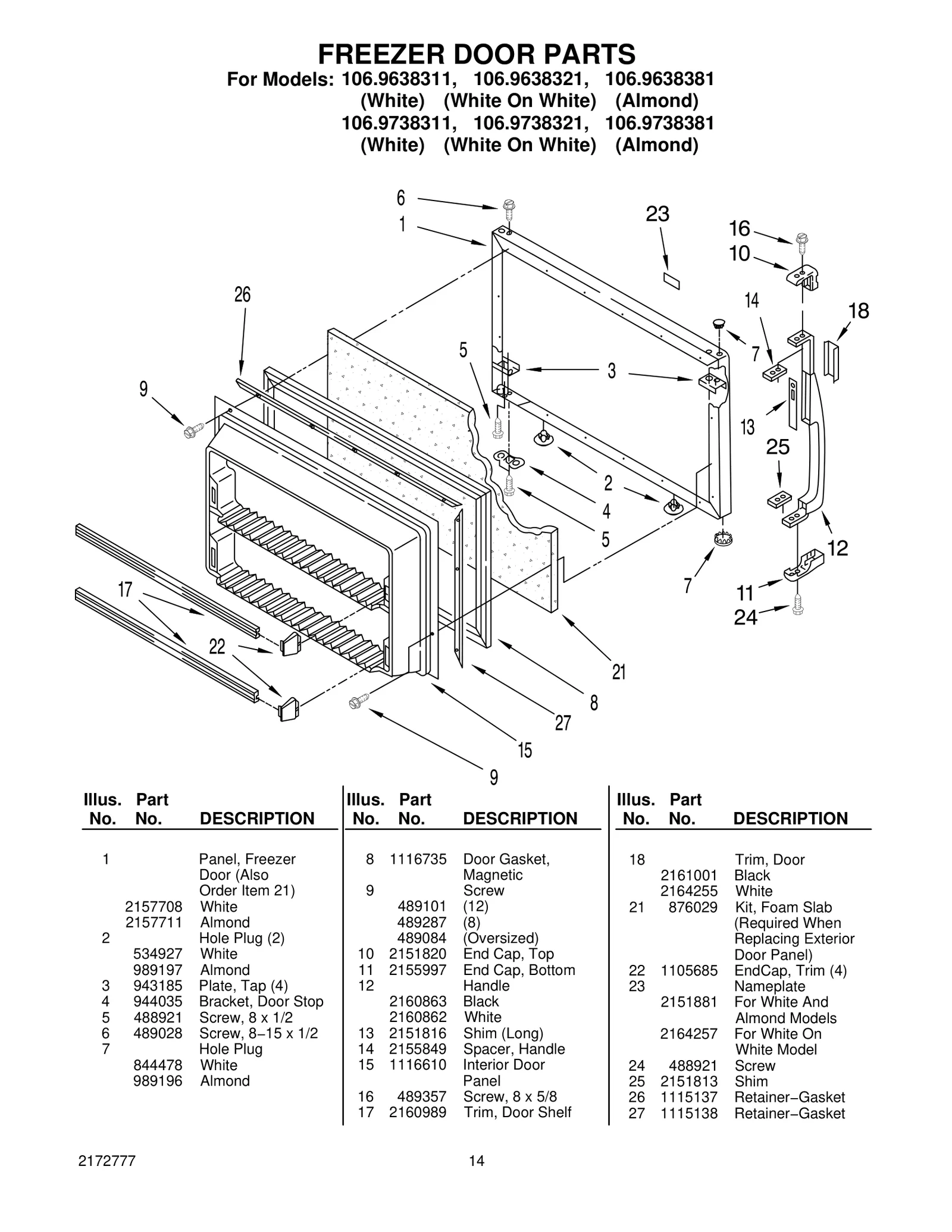 FREEZER DOOR PARTS