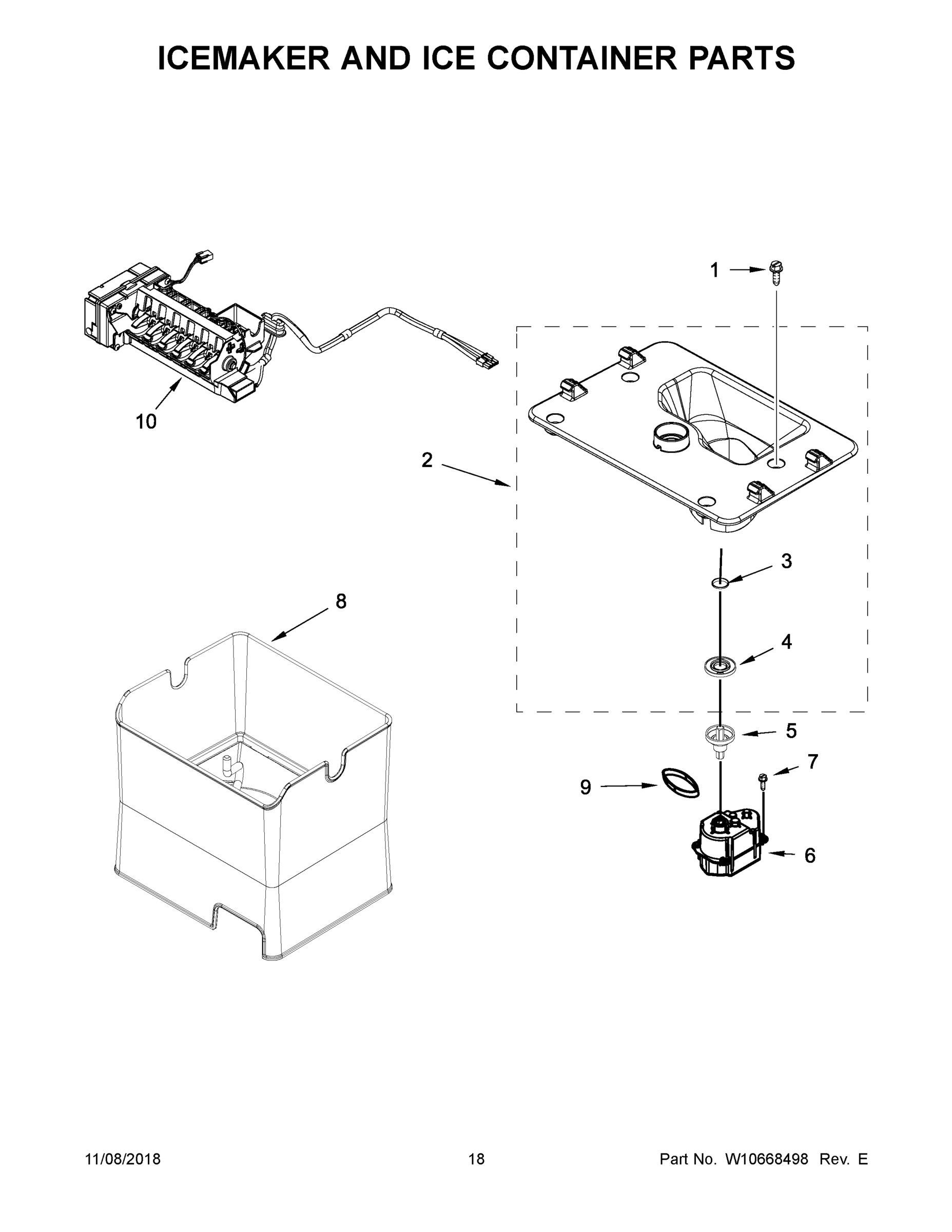 10 - ICEMAKER AND ICE CONTAINER PARTS