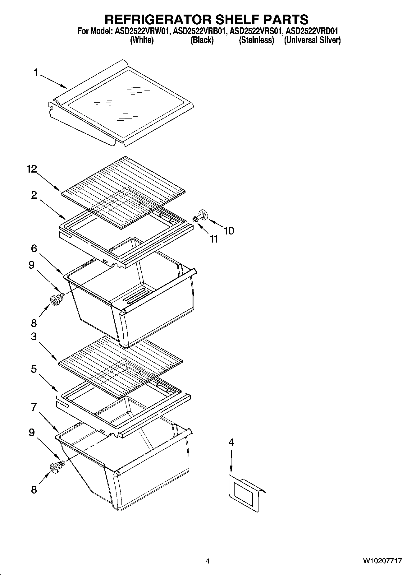 03 - REFRIGERATOR SHELF PARTS