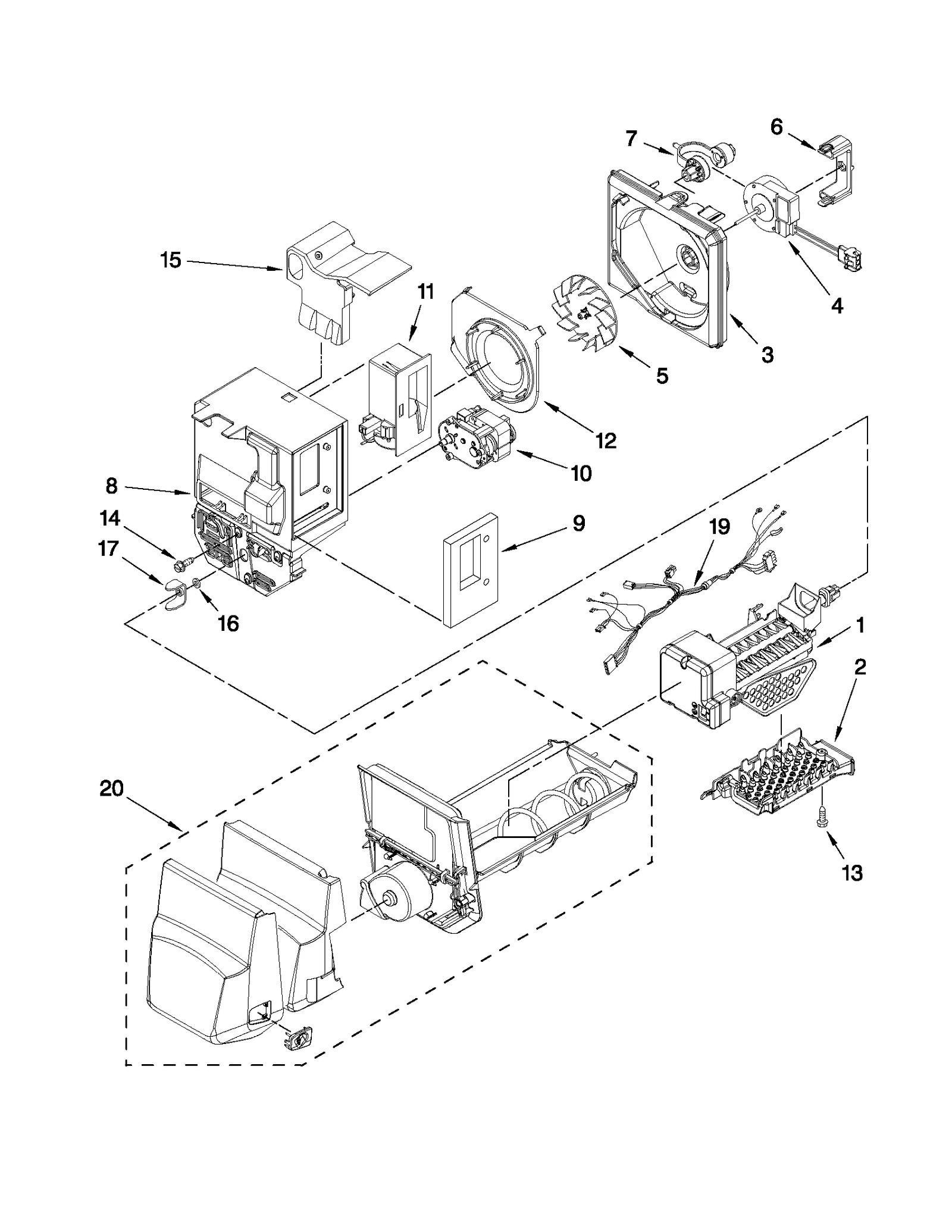 MOTOR AND ICE CONTAINER PARTS