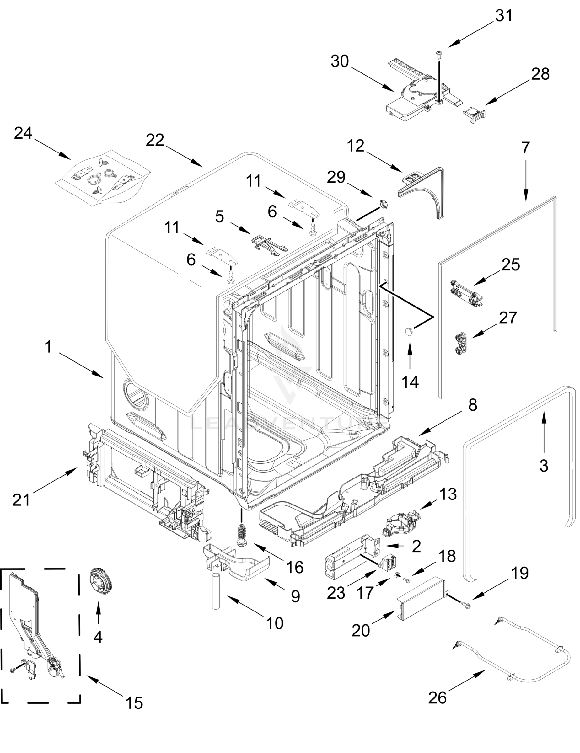 TUB AND FRAME PARTS