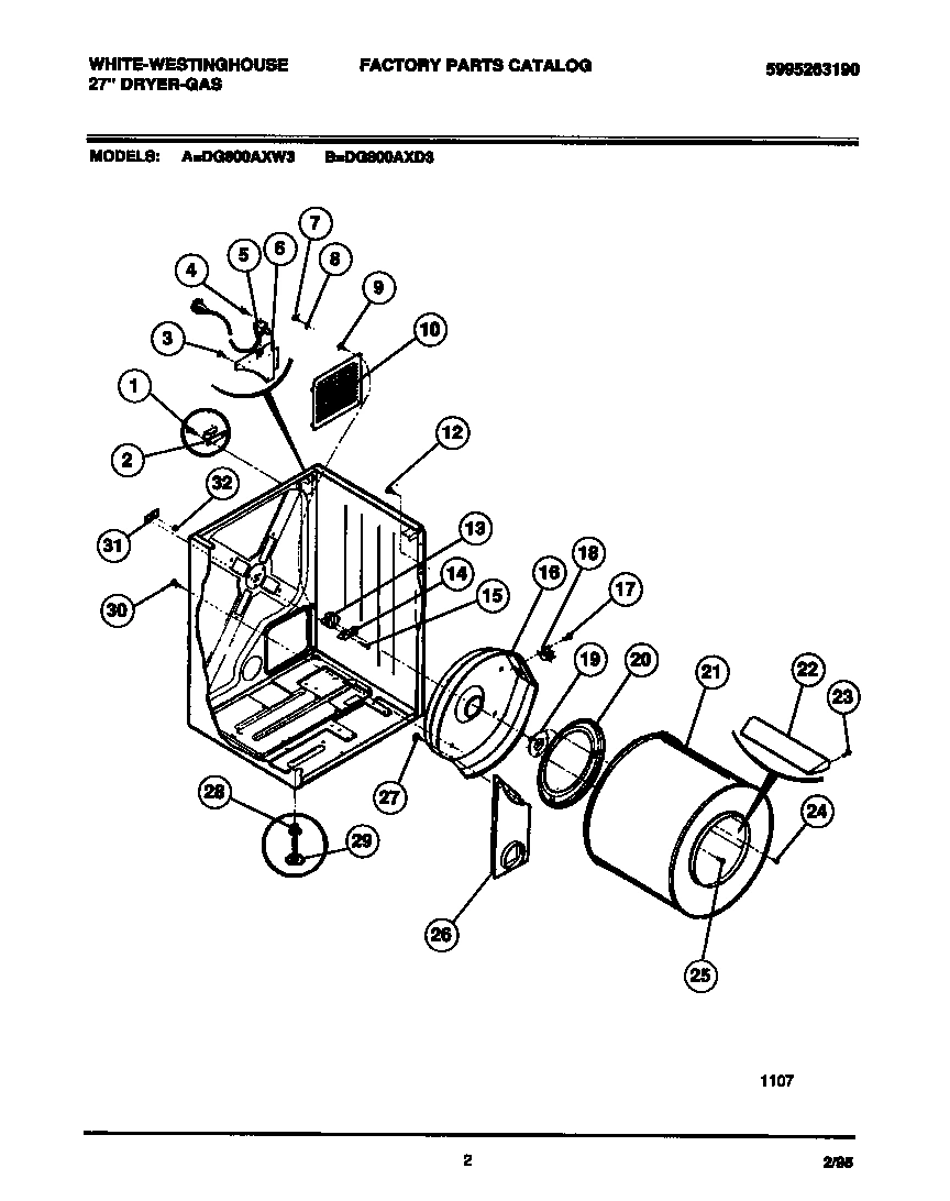 02 - CABINET, DRUM, HEAT  DUCT