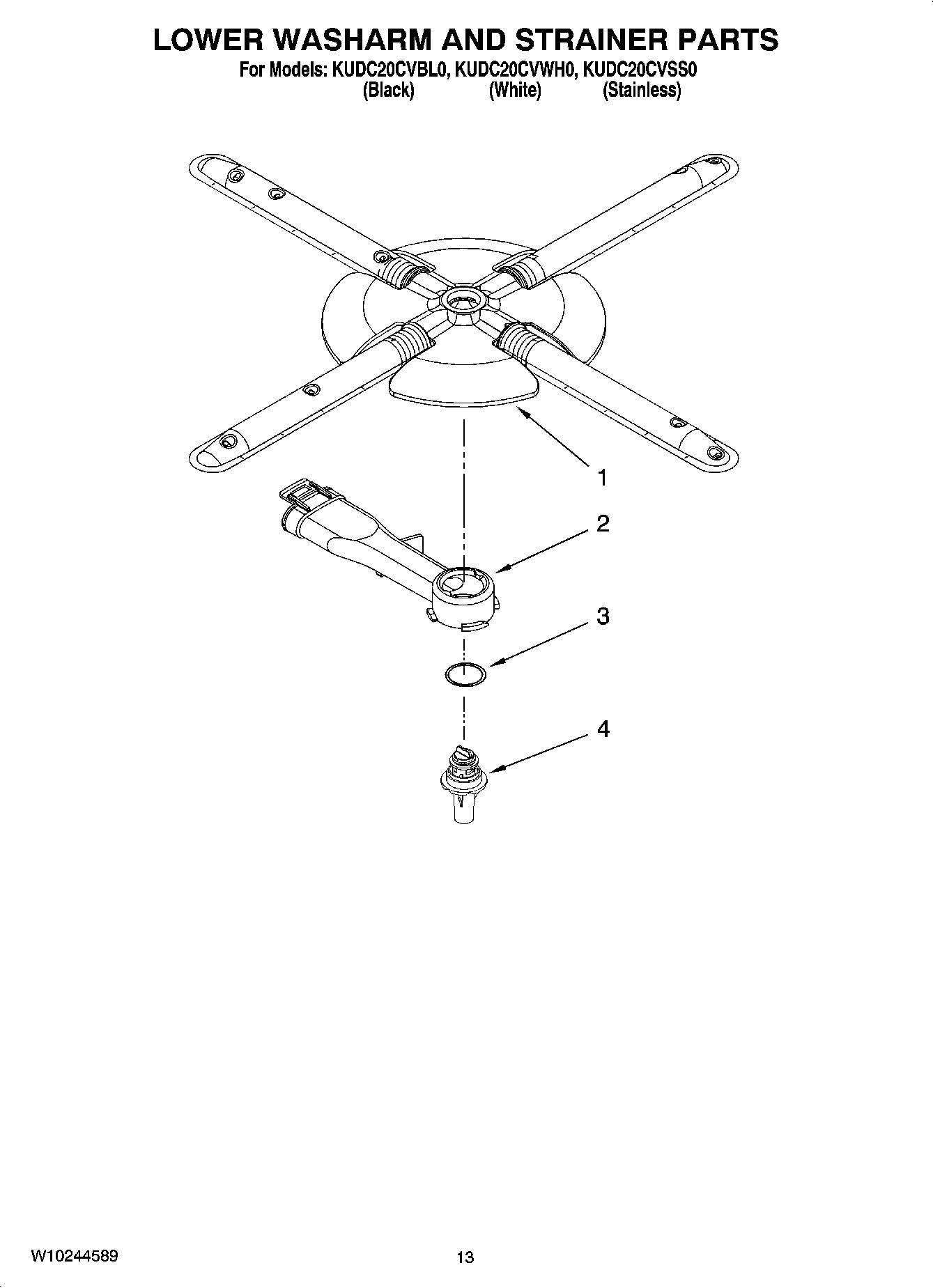11 - LOWER WASHARM AND STRAINER PARTS, OPTIONAL PARTS (NOT INCLUDED)