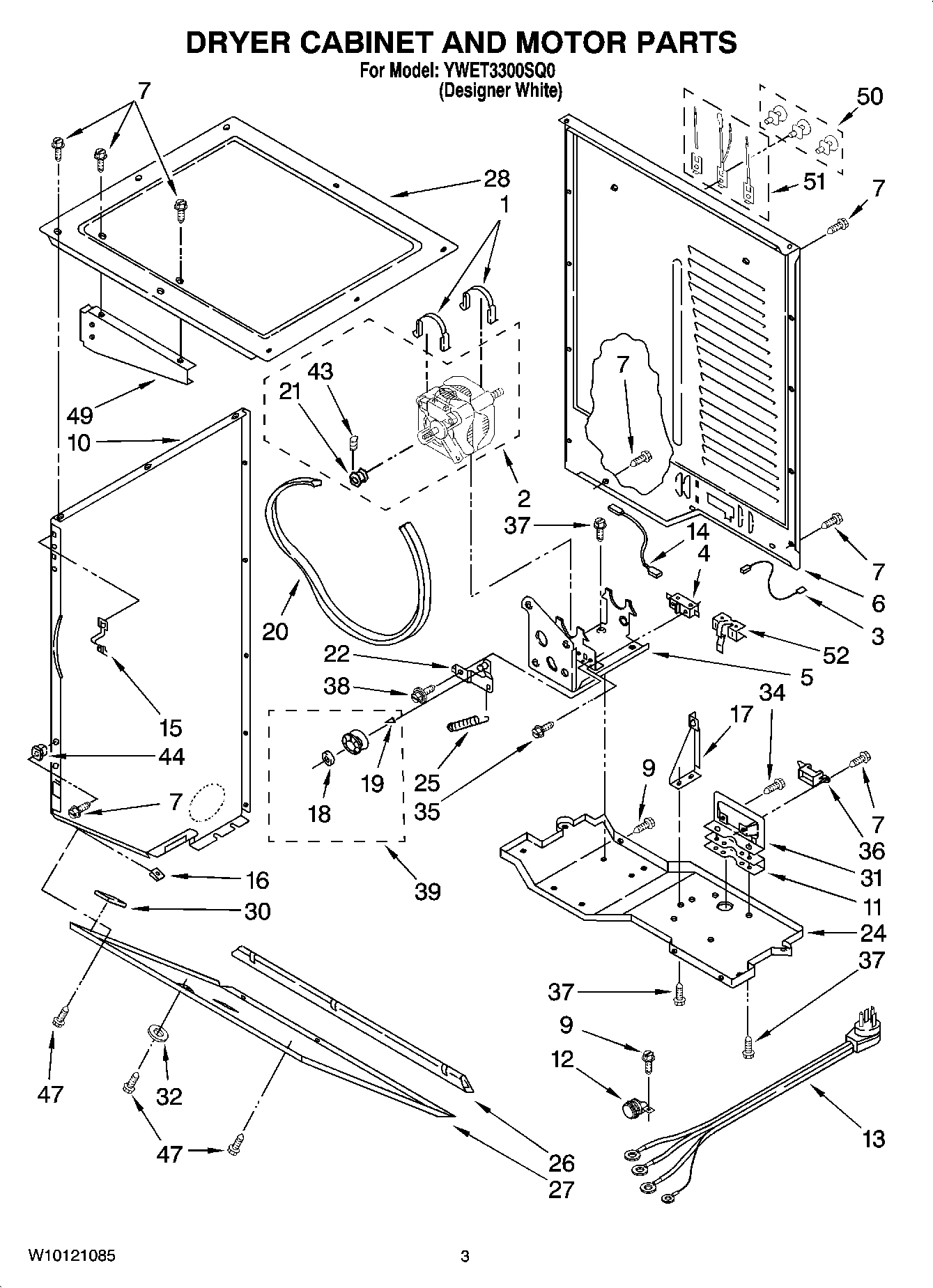 03 - DRYER CABINET AND MOTOR PARTS