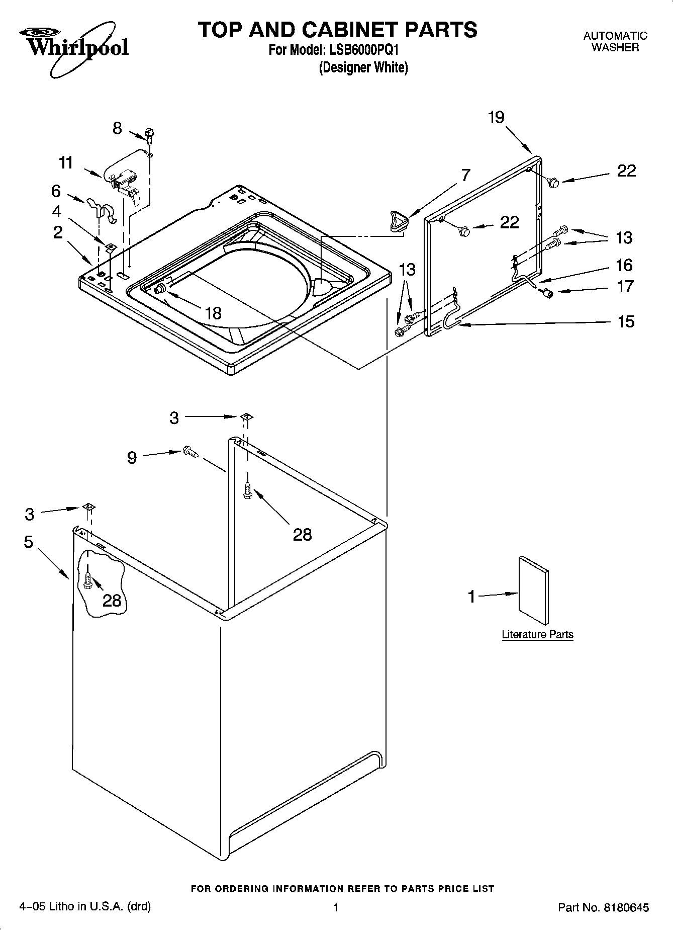 01 - TOP AND CABINET PARTS