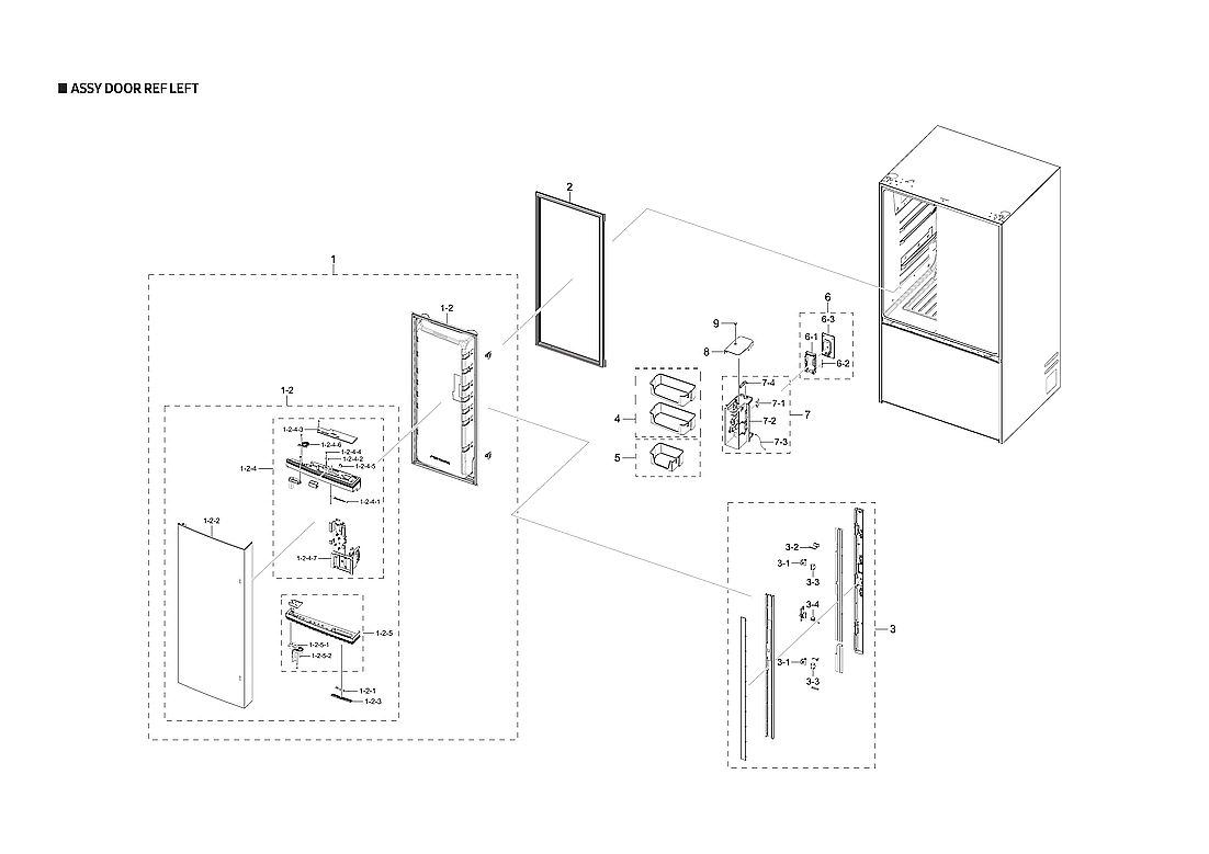 Left Refrigerator Door Parts