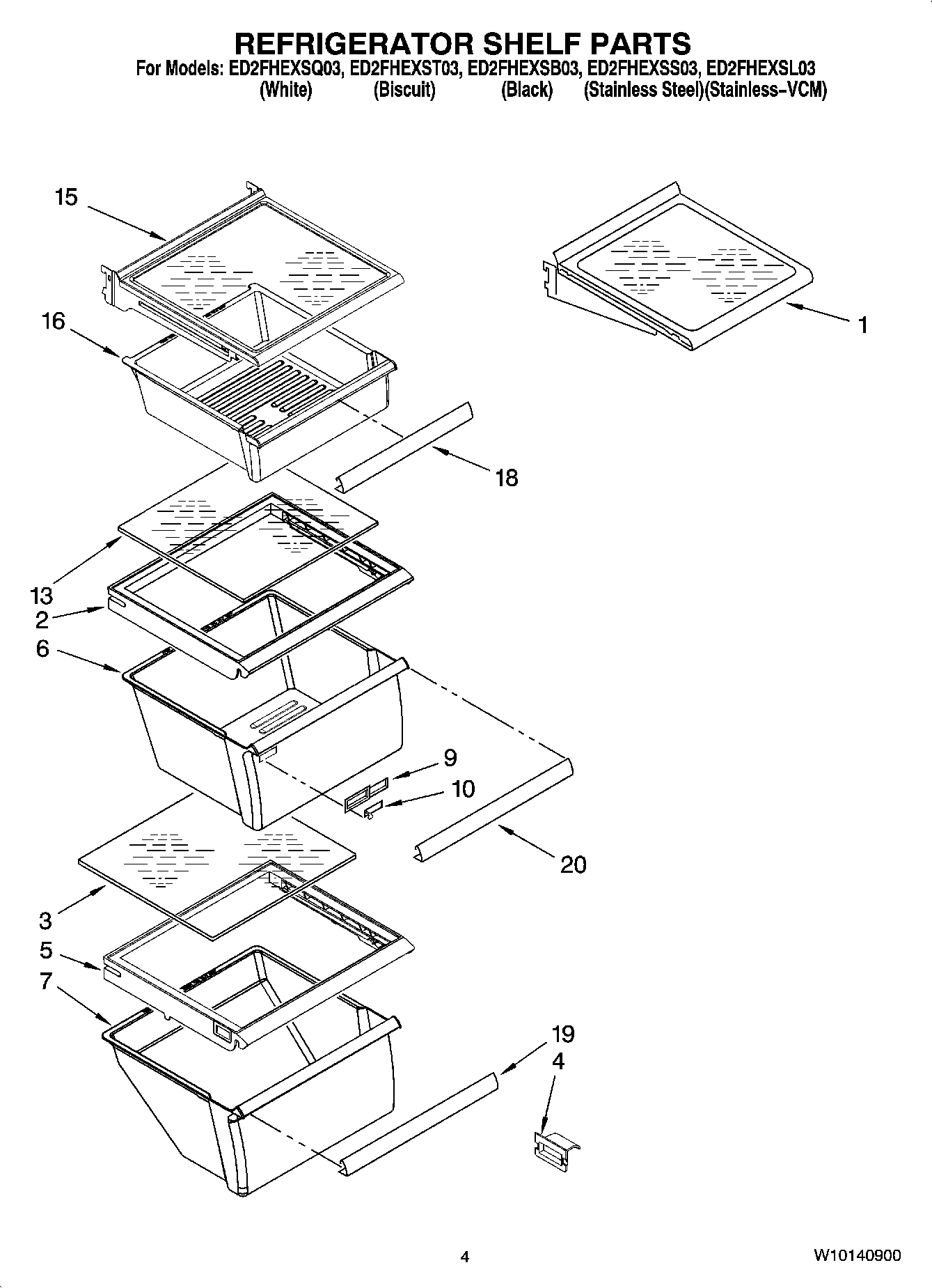 03 - REFRIGERATOR SHELF PARTS