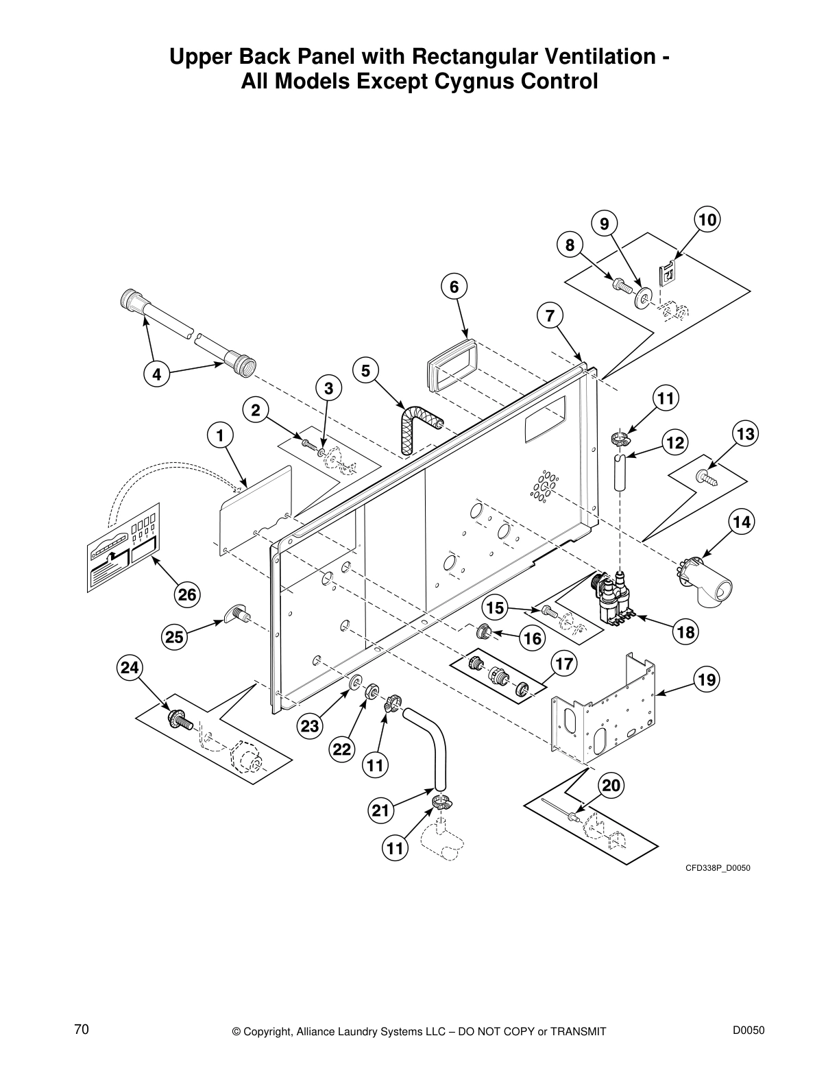 Upper Back Panel with Rectangular Ventilation - 
All Models Except Cygnus Control