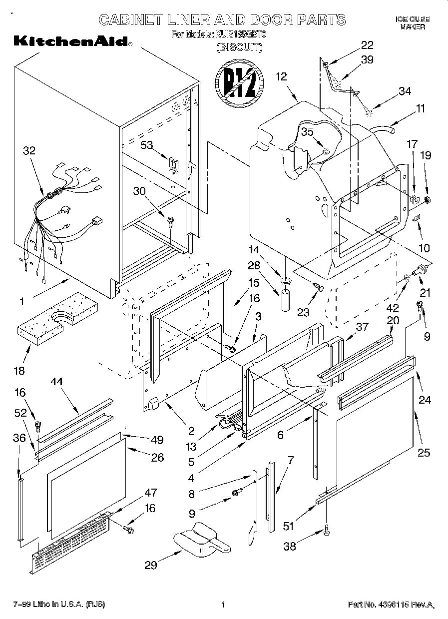 01 - CABINET LINER AND DOOR, LIT/OPTIONAL
