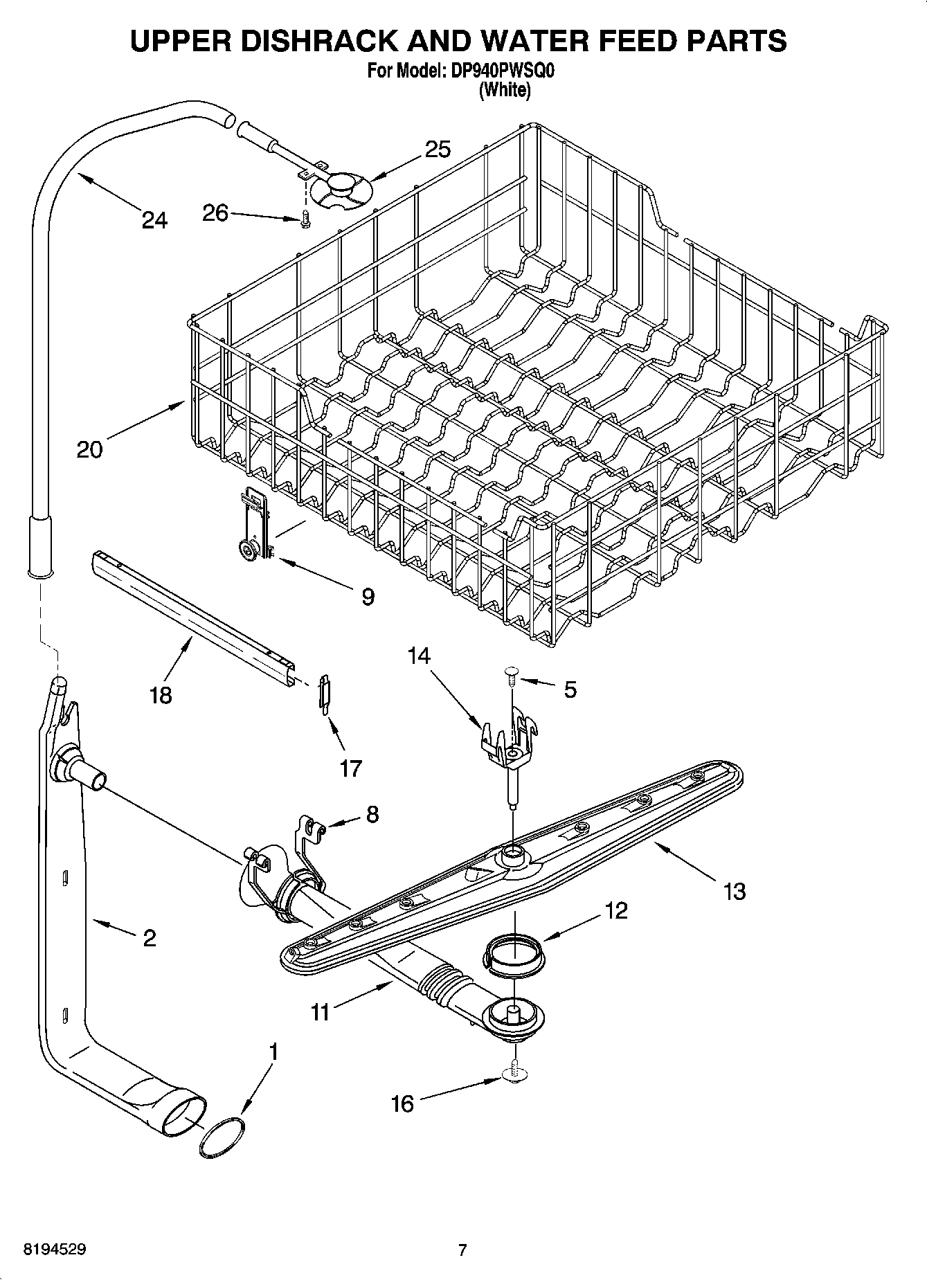 05 - UPPER DISHRACK AND WATER FEED PARTS