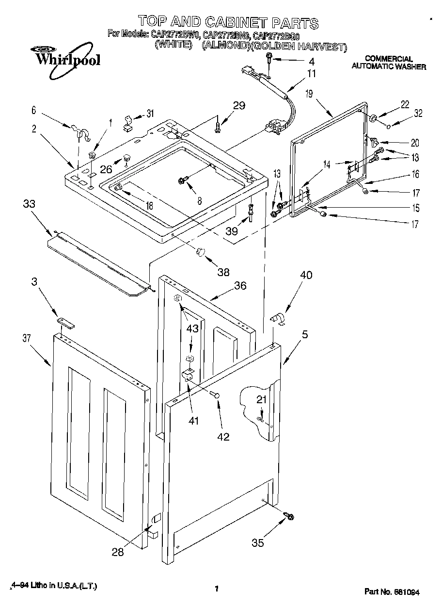 01 - TOP AND CABINET, LIT/OPTIONAL