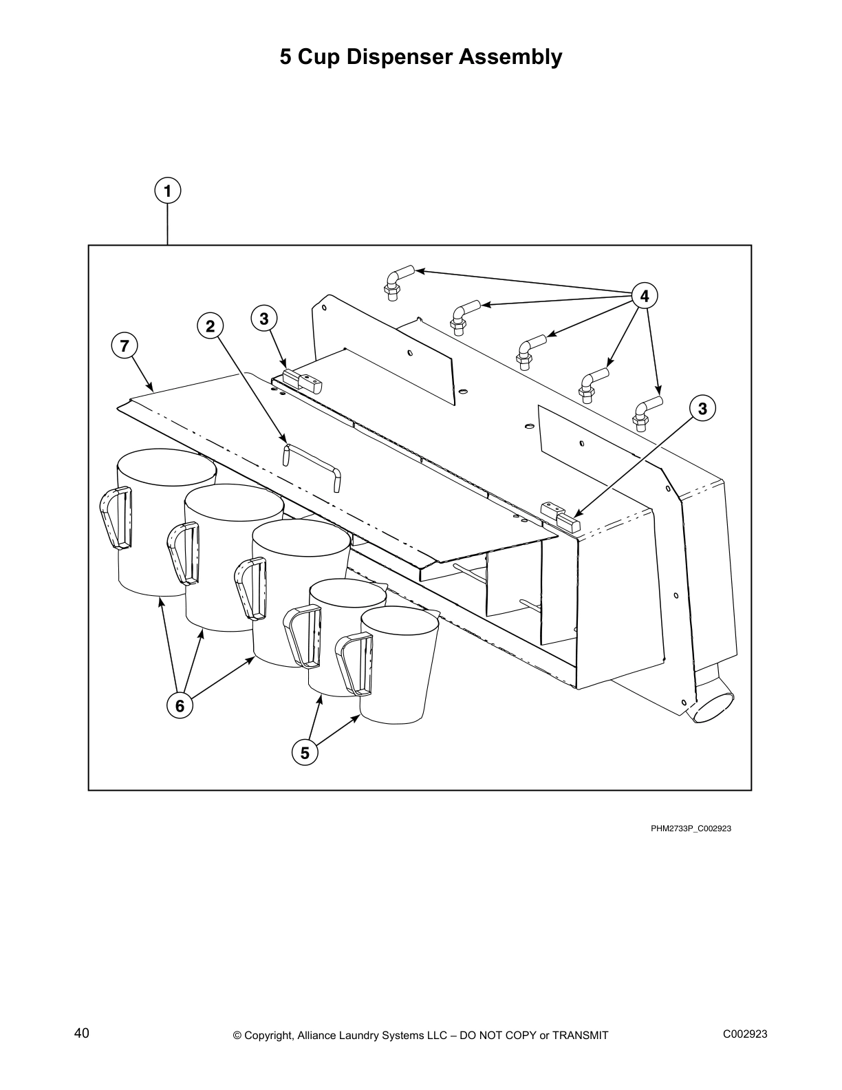 5 Cup Dispenser Assembly