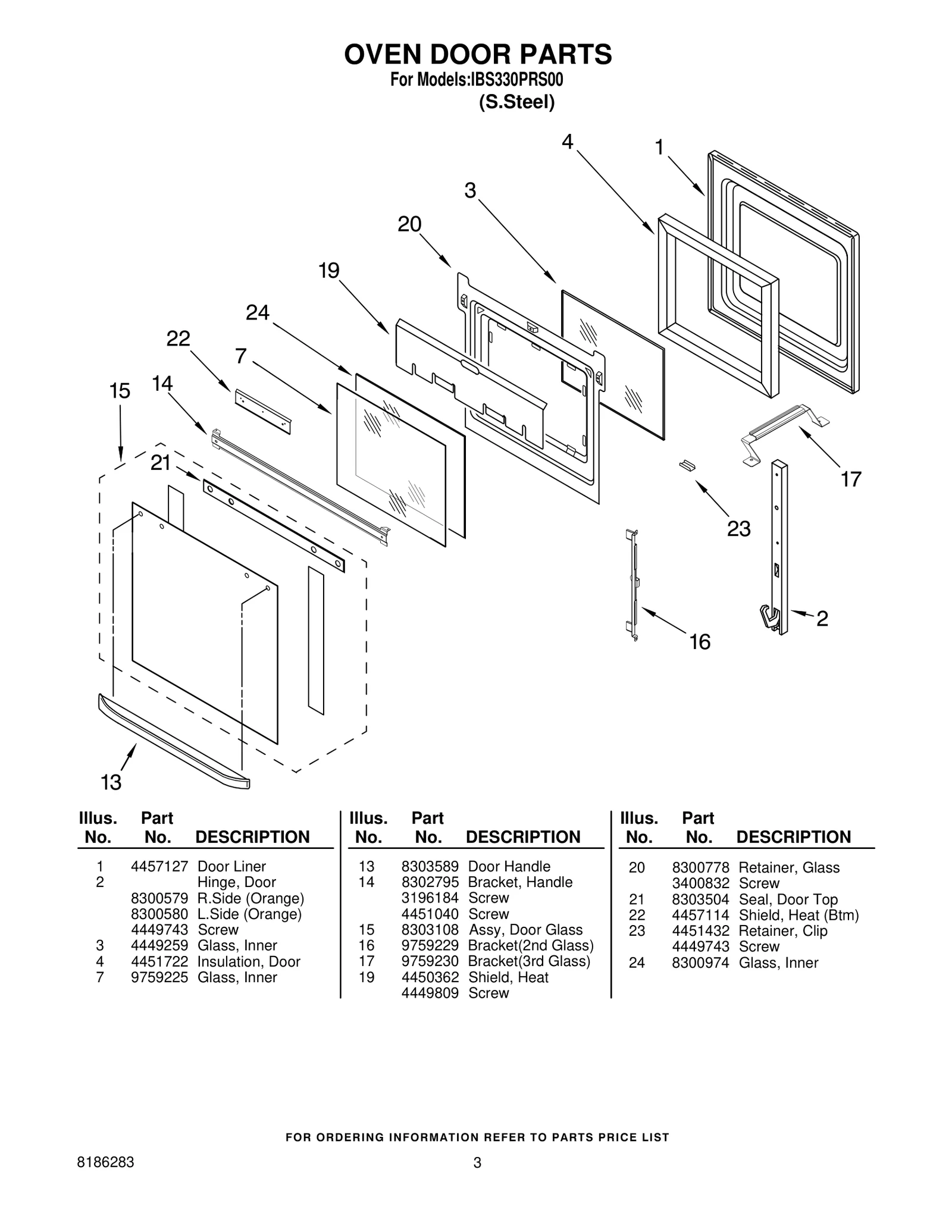 OVEN DOOR PARTS
